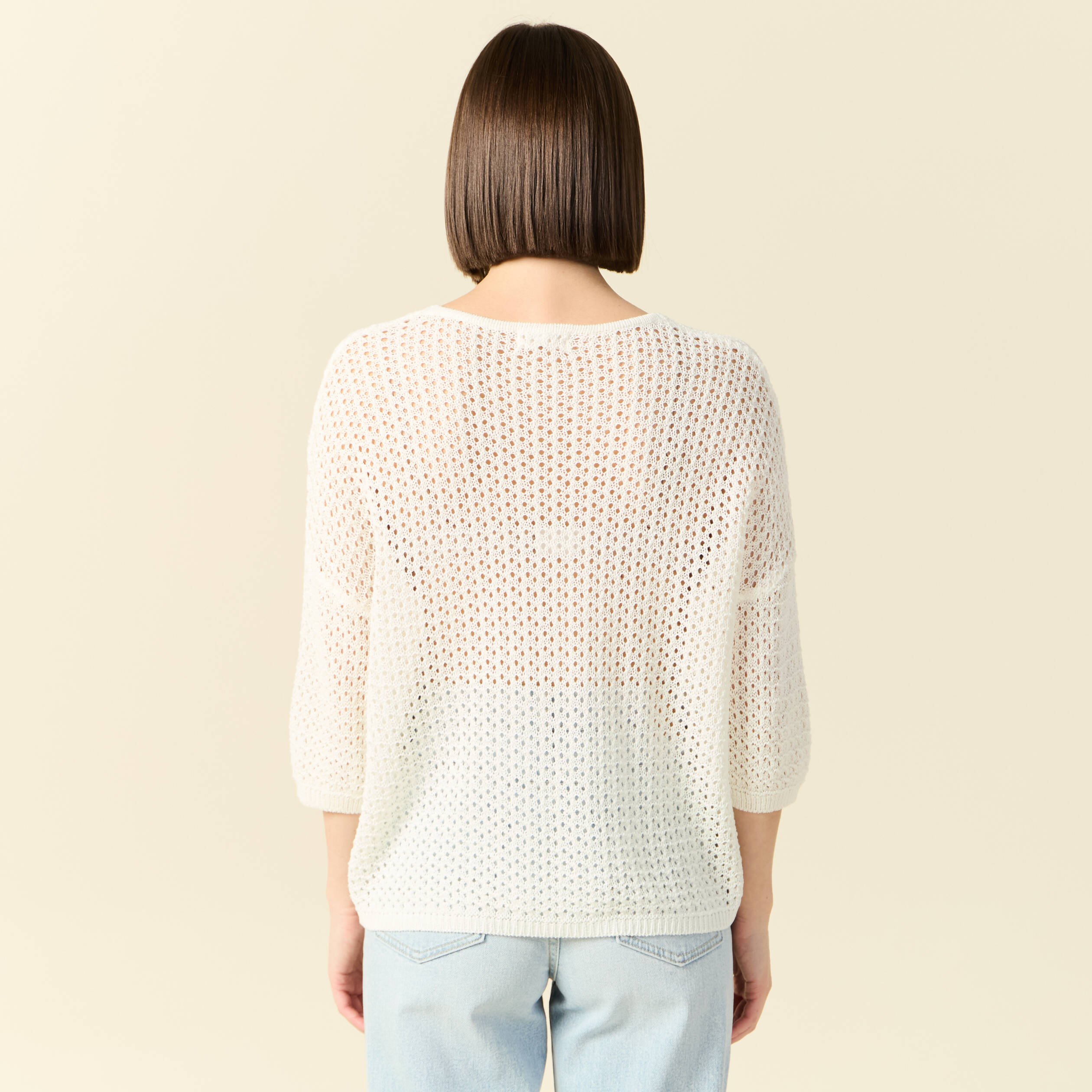 pull col en v eco responsable ecru femme Pull col en V éco-responsable ecru femme