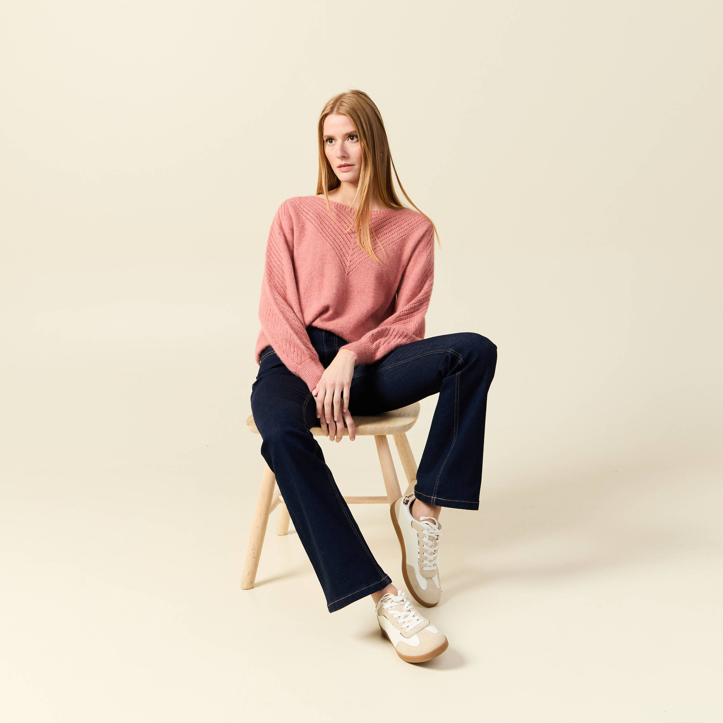 pull manches longues fabrique en france rose pastel femme Pull manches longues fabriqué en France rose pastel femme