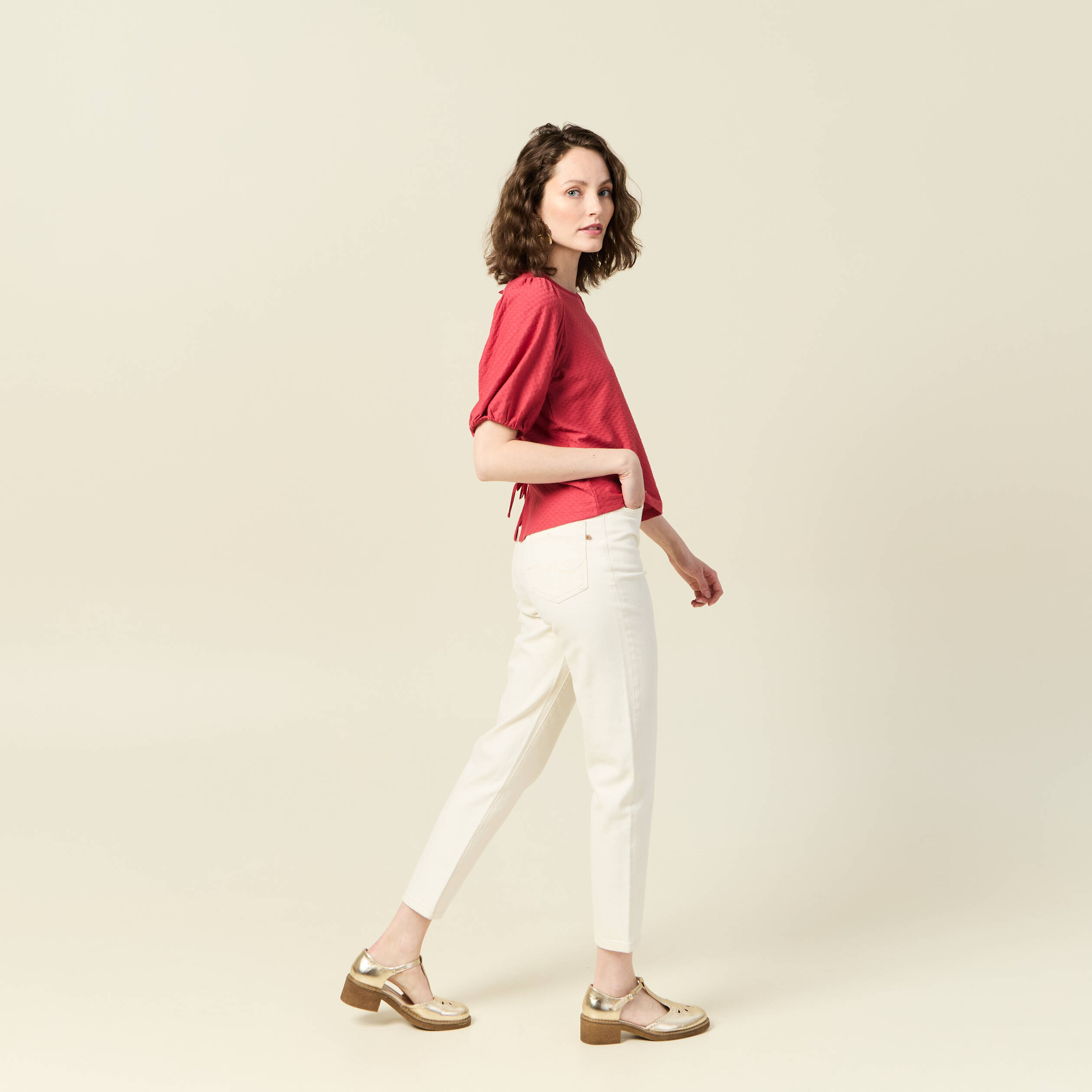 t shirt manches courtes rouge fonce femme T-shirt manches courtes rouge foncé femme