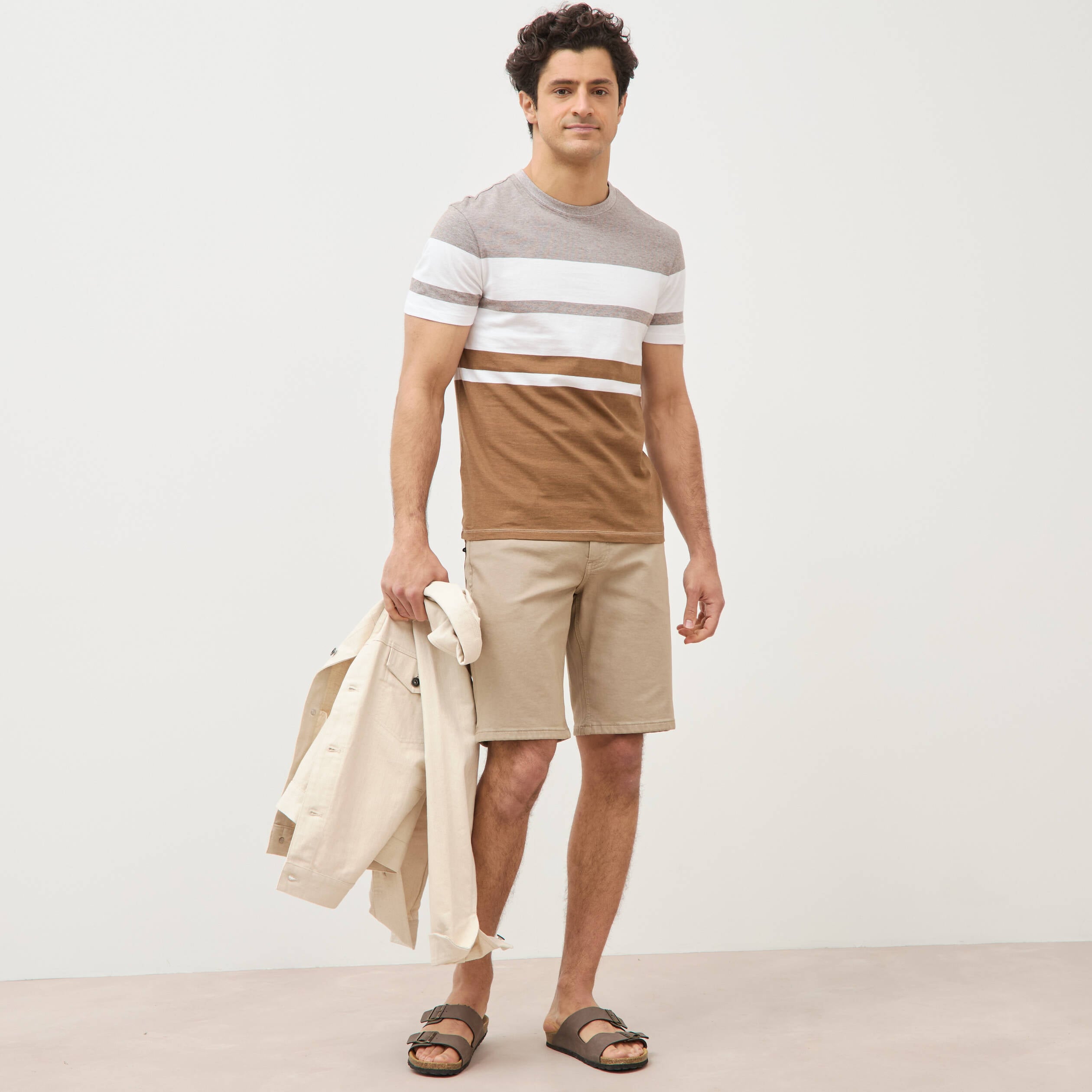 T-shirt manches courtes taupe homme