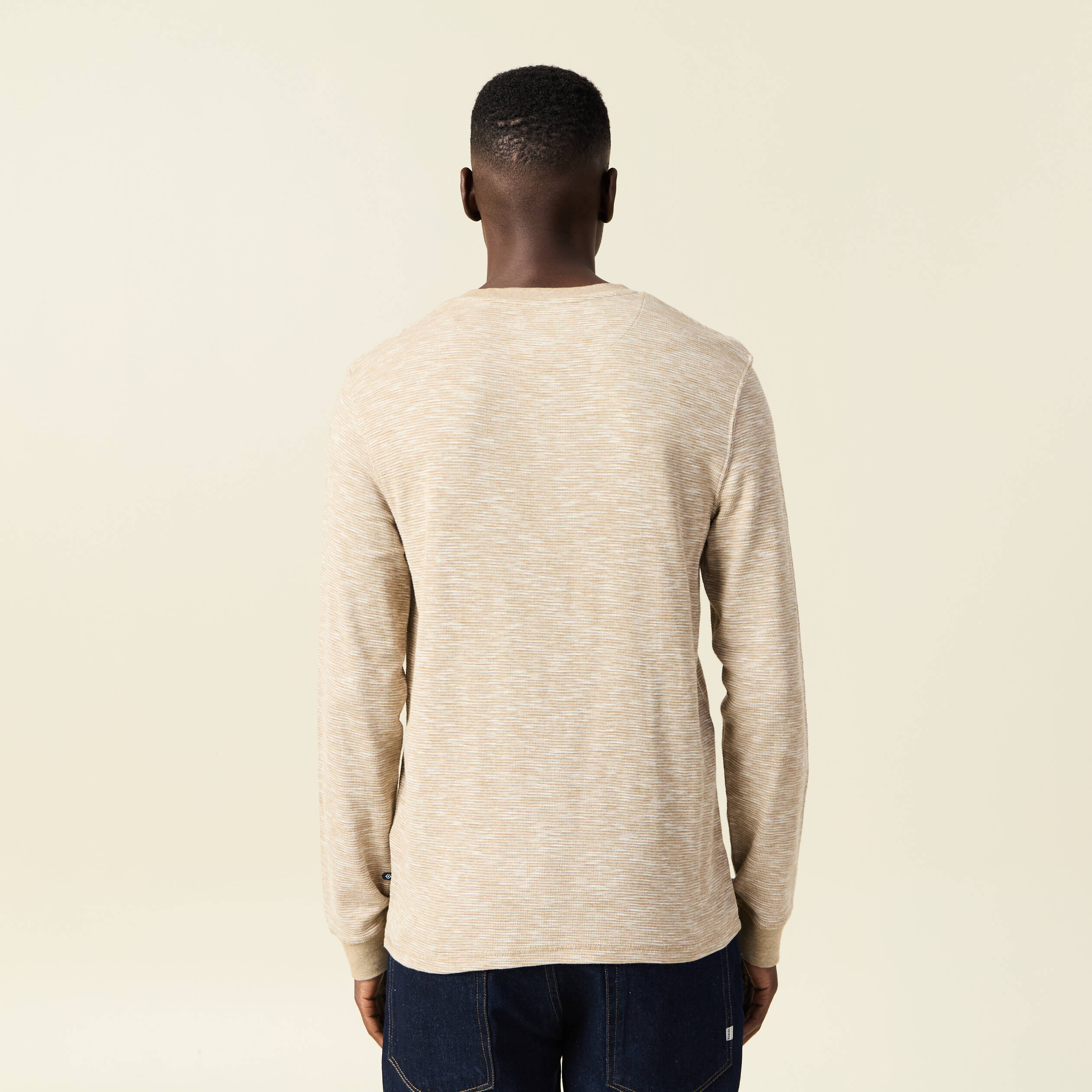 T-shirt en coton manches longues vert kaki homme