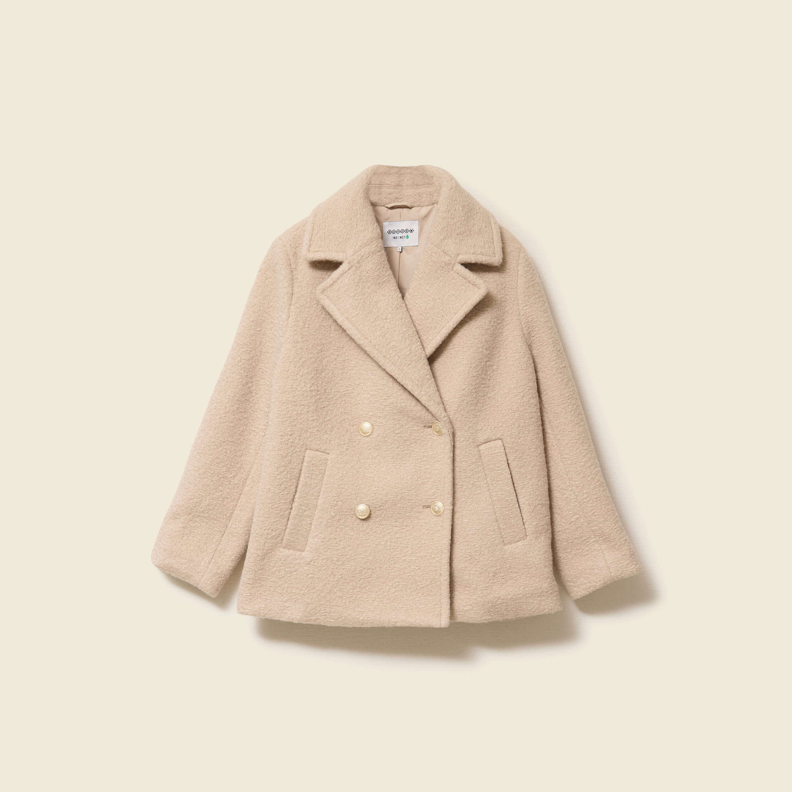 Caban oversize court beige femme