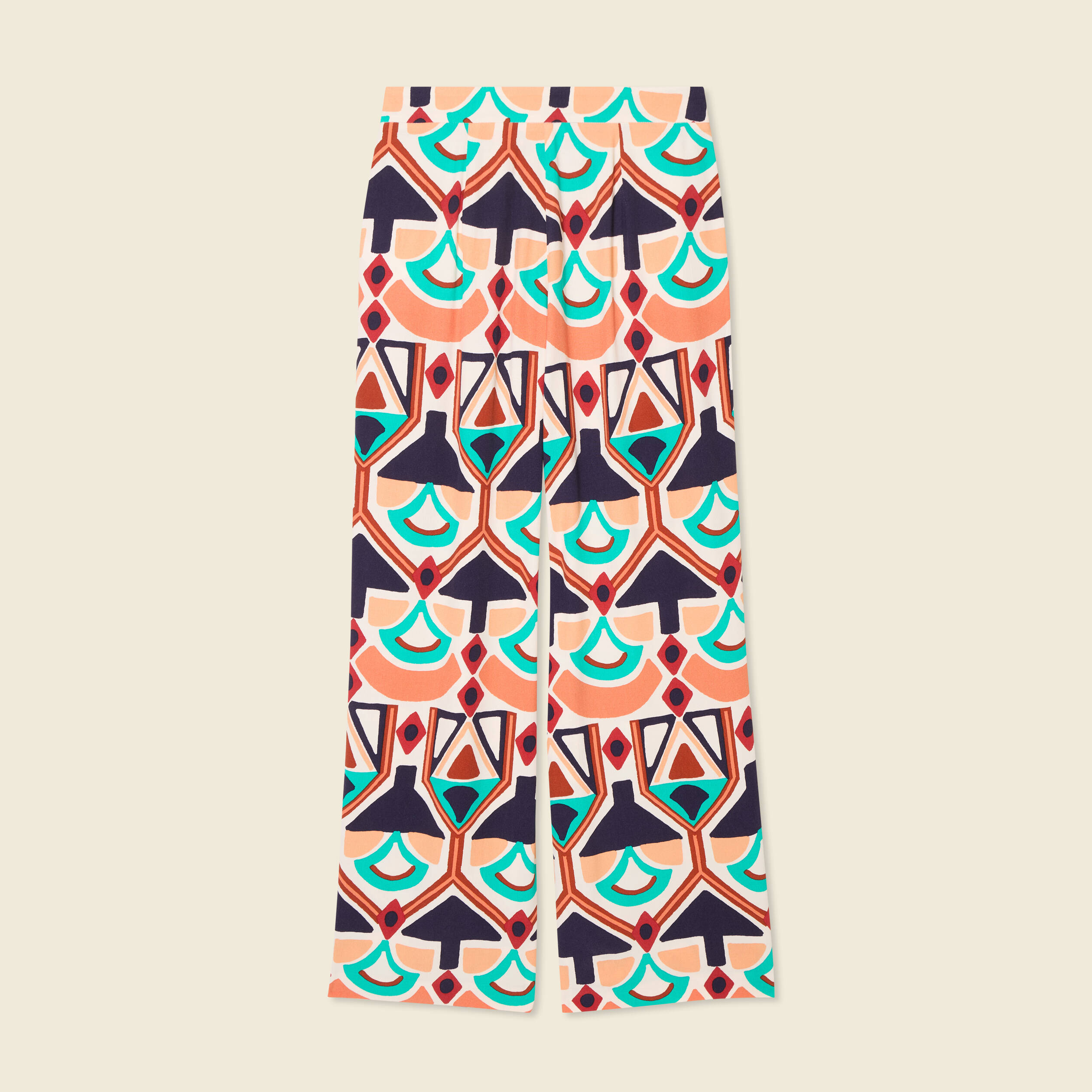 Pantalon large fluide orange femme