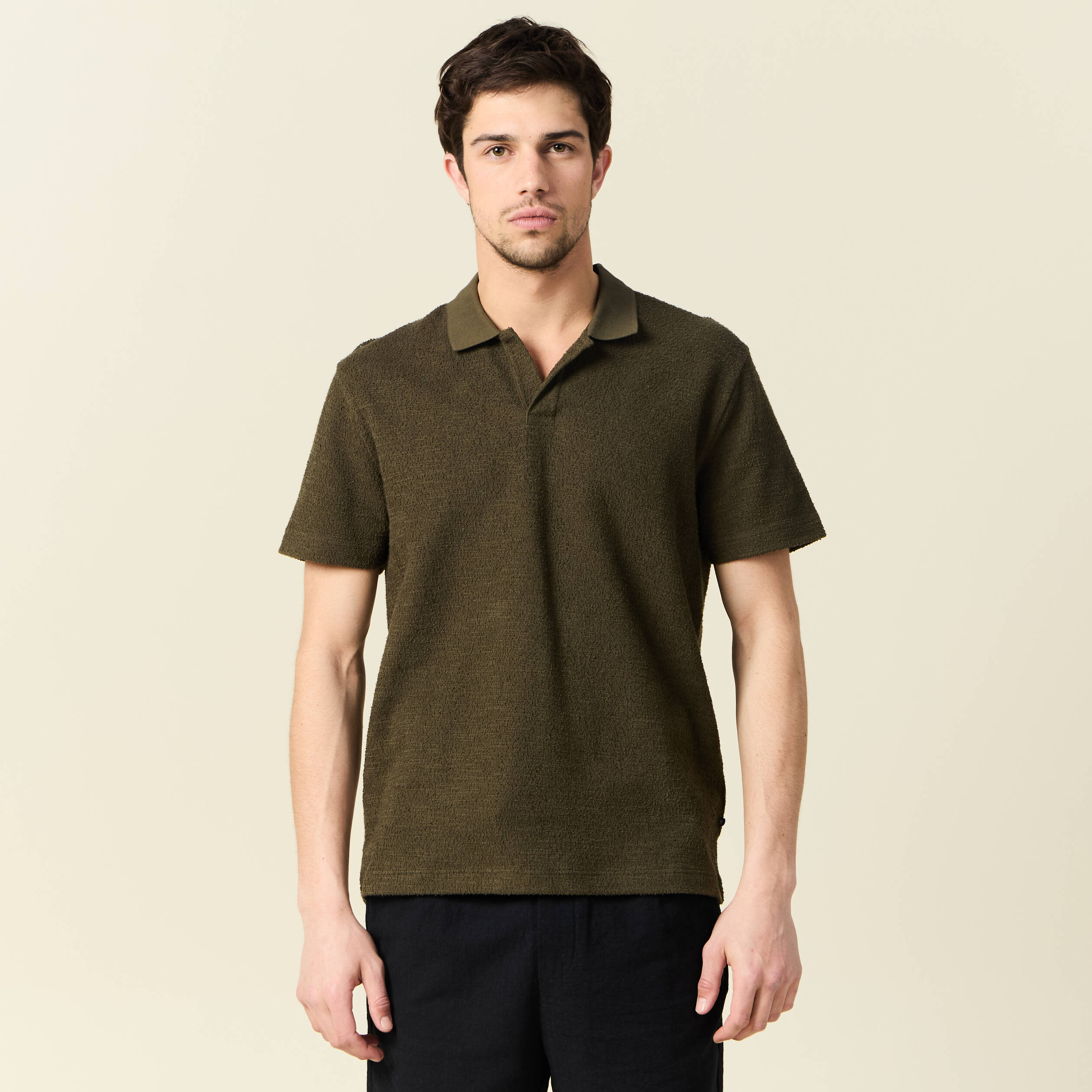 Polo manches courtes vert kaki homme