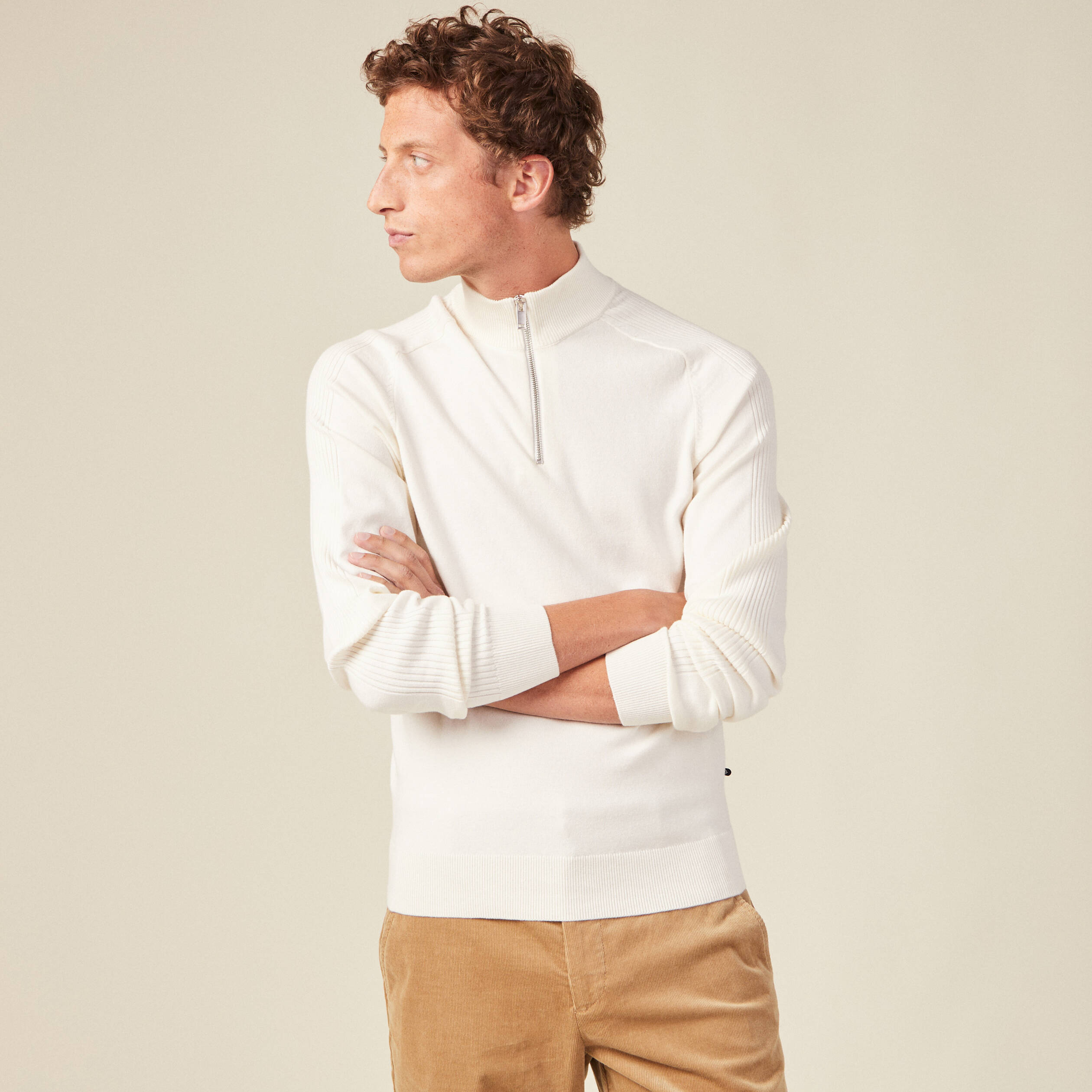 Pull manches longues ecru homme