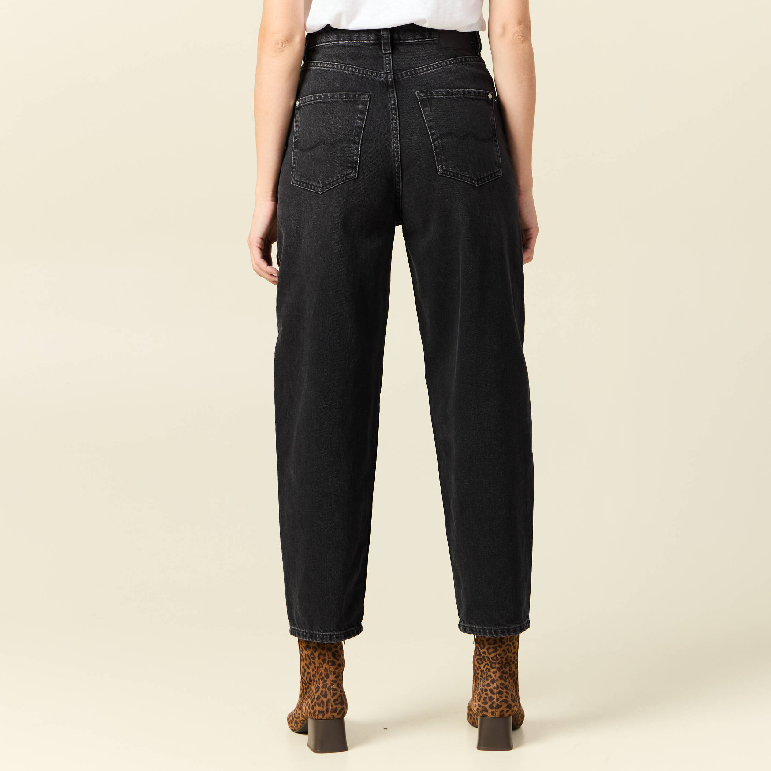 Jean taille haute noir trouer sales