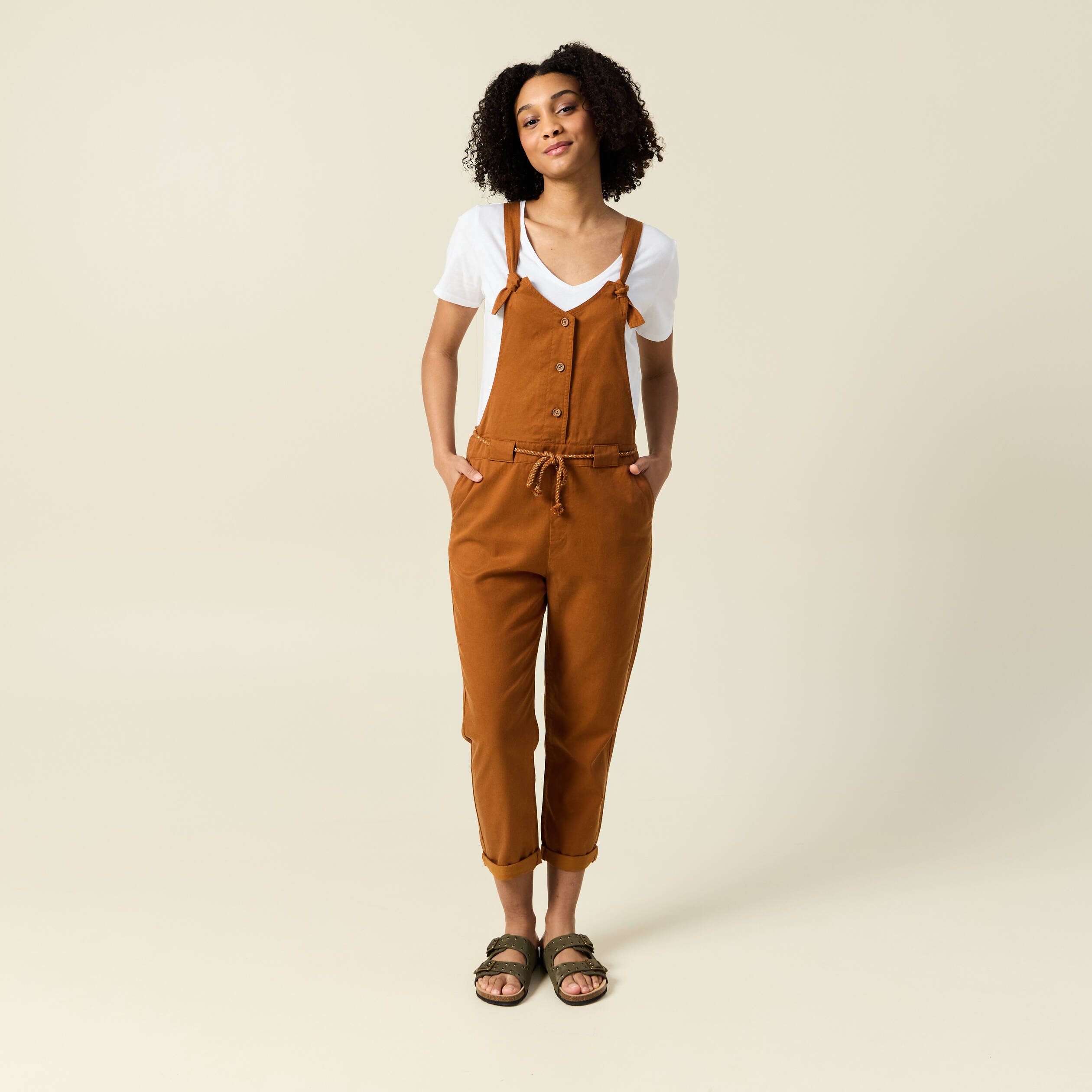 salopette fluide boutonnee camel femme Salopette fluide boutonnée camel femme