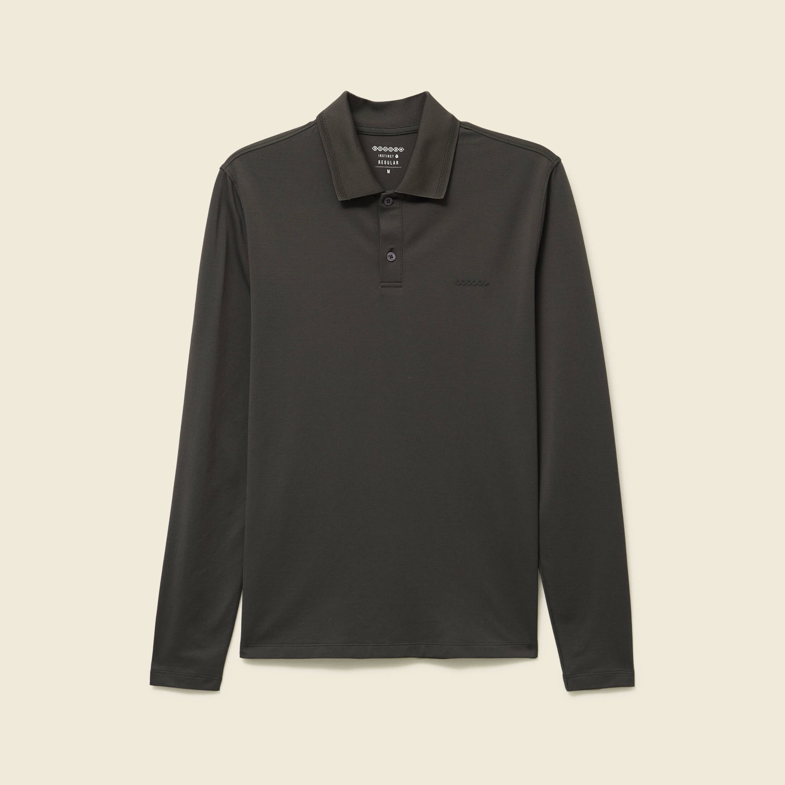 Polo cintr&eacute; manches longues vert kaki homme