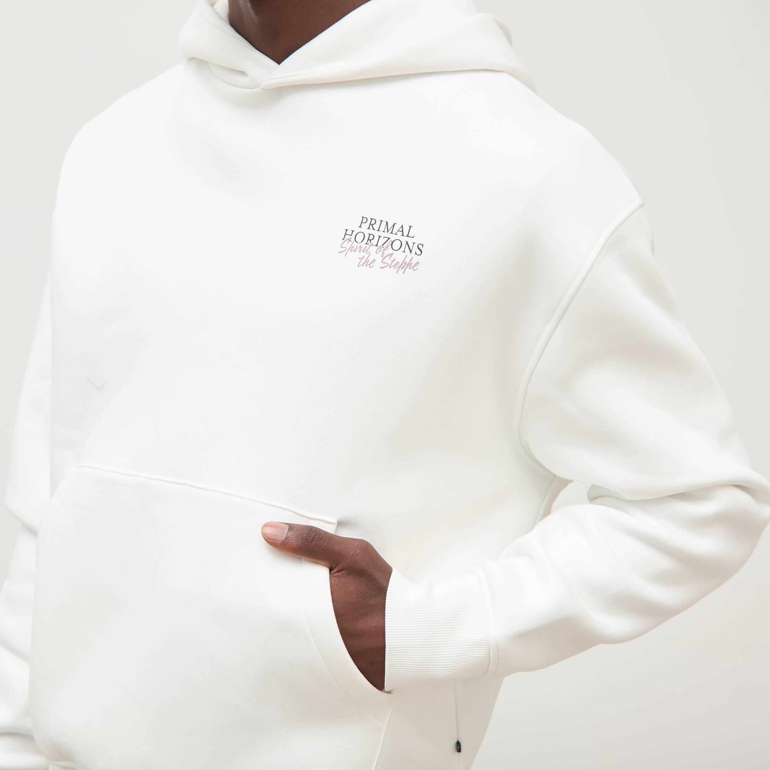 Sweat ample &agrave; capuche manches longues ecru homme