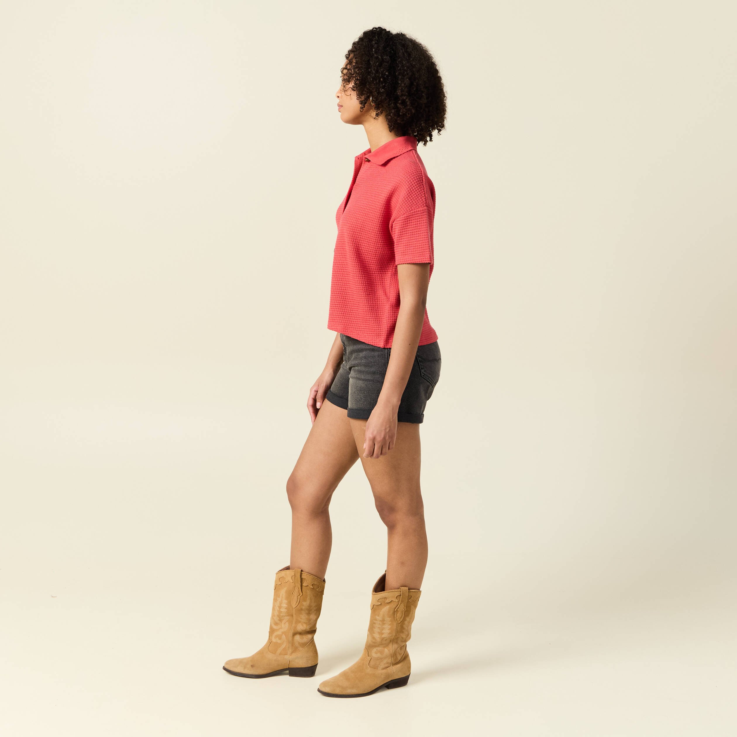 polo en maille rouge femme Polo en maille rouge femme