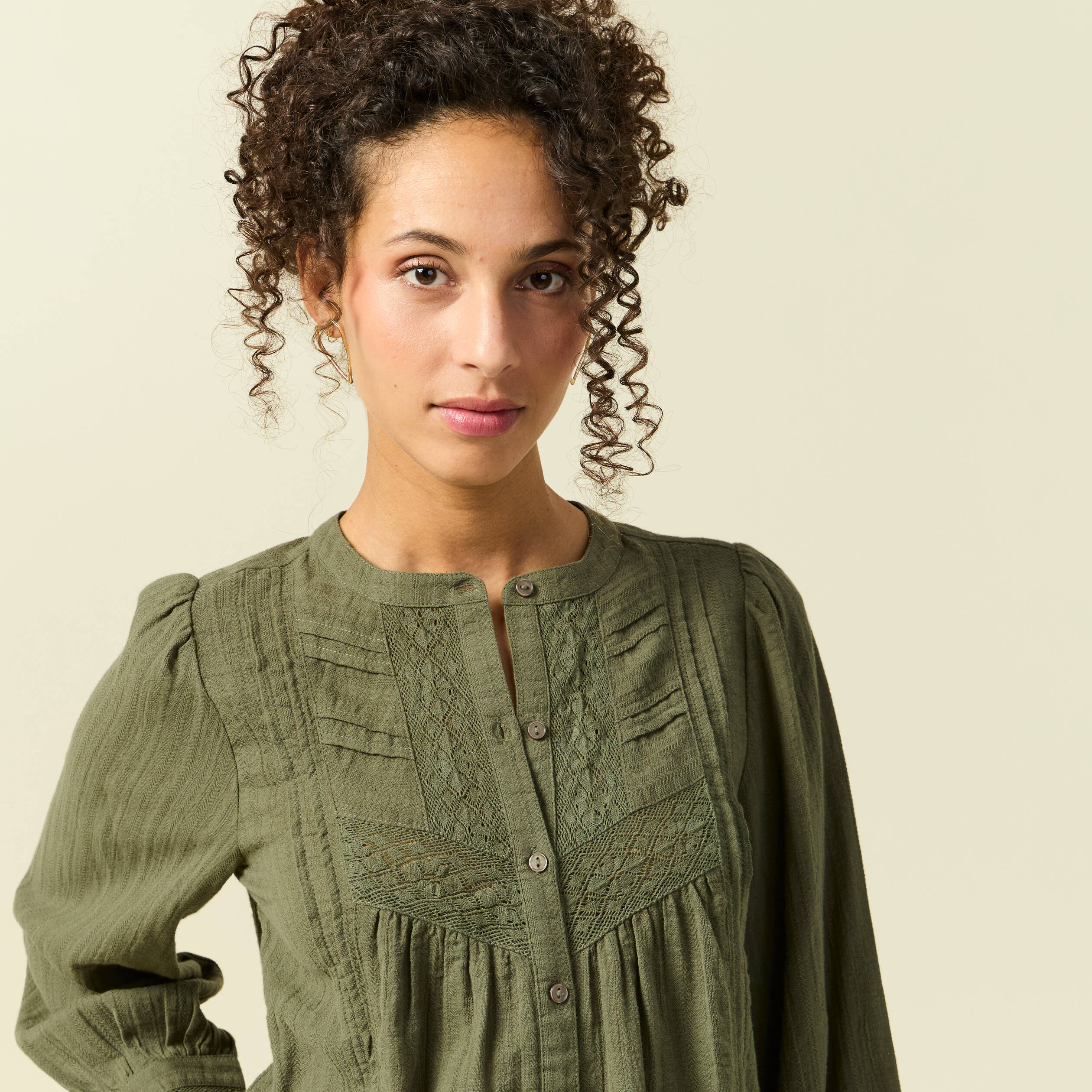 Chemise manches longues en coton bordeaux femme