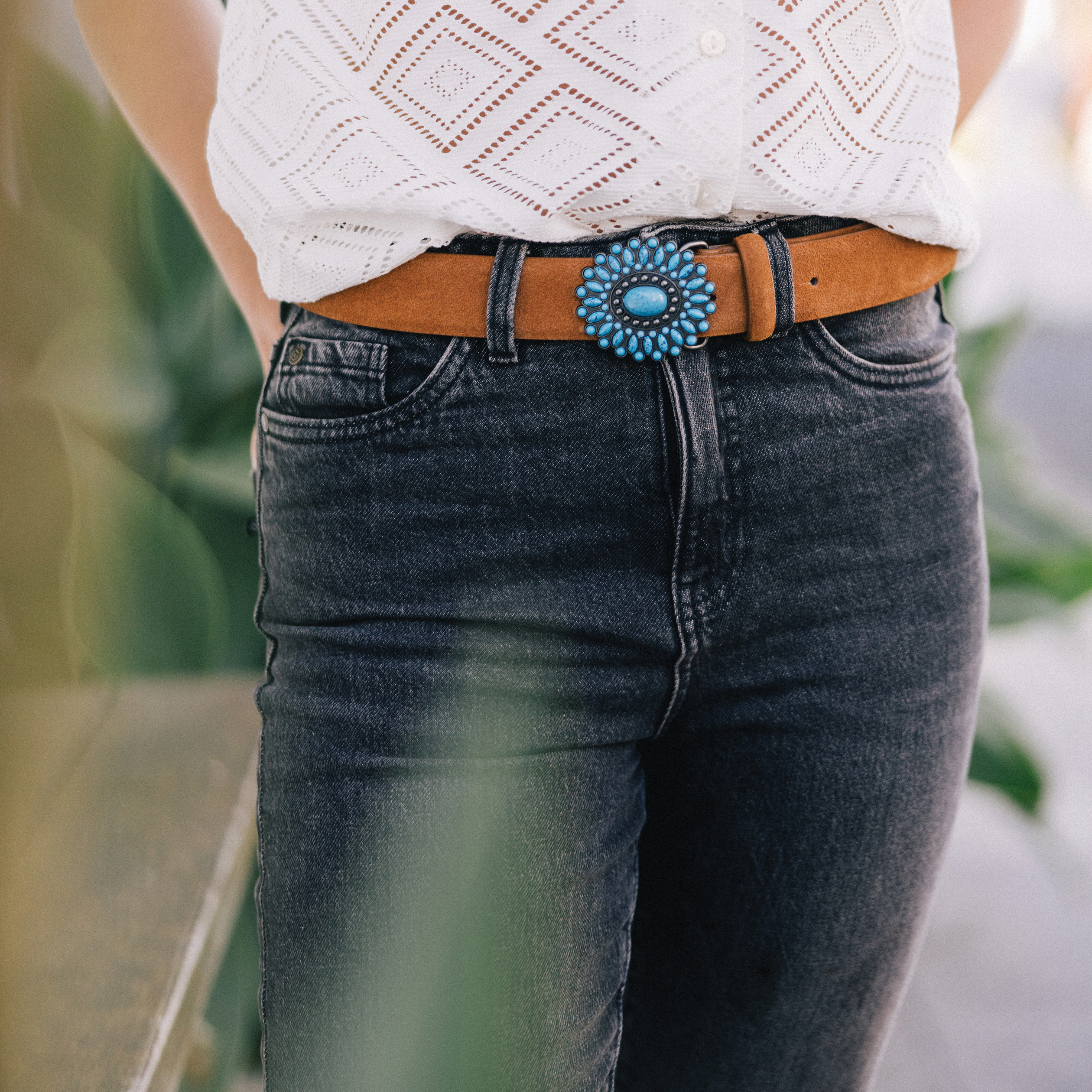 ceinture en cuir boucle bijou marron femme Ceinture en cuir boucle bijou marron femme
