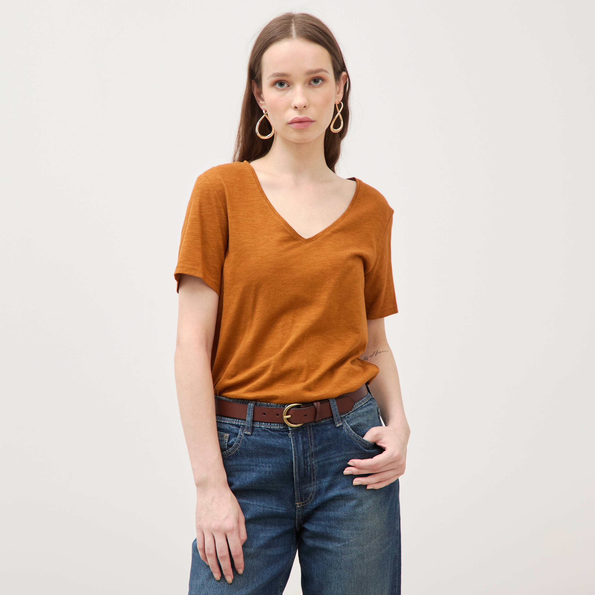T-shirt manches courtes camel femme