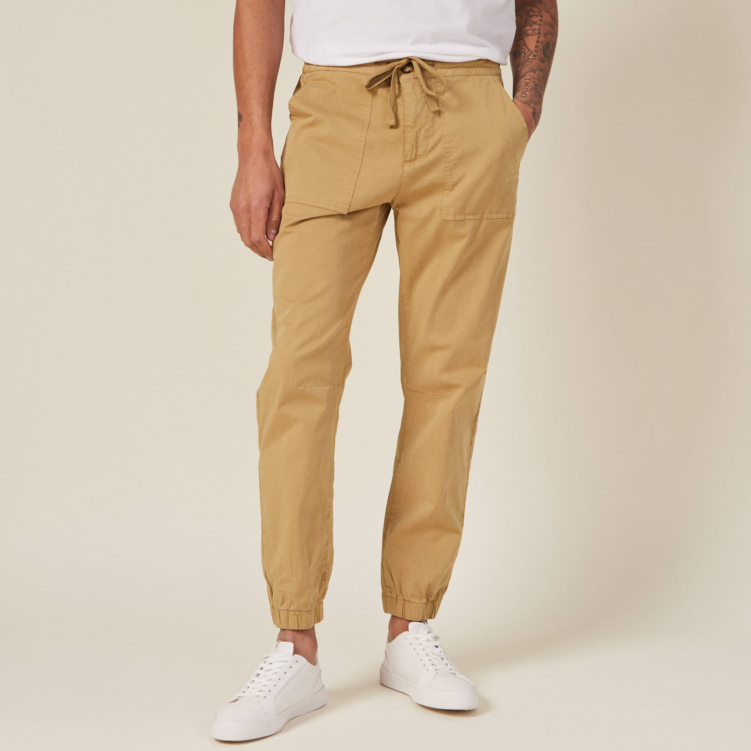 Jogger droit bas resserré vert olive homme