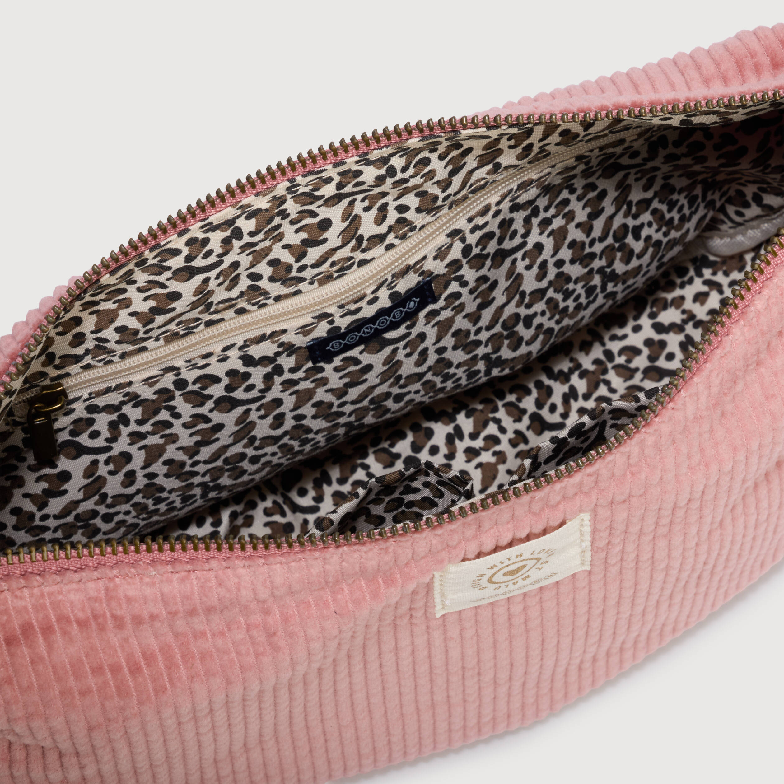 Sac bandouli&egrave;re en velours doubl&eacute; vieux rose femme