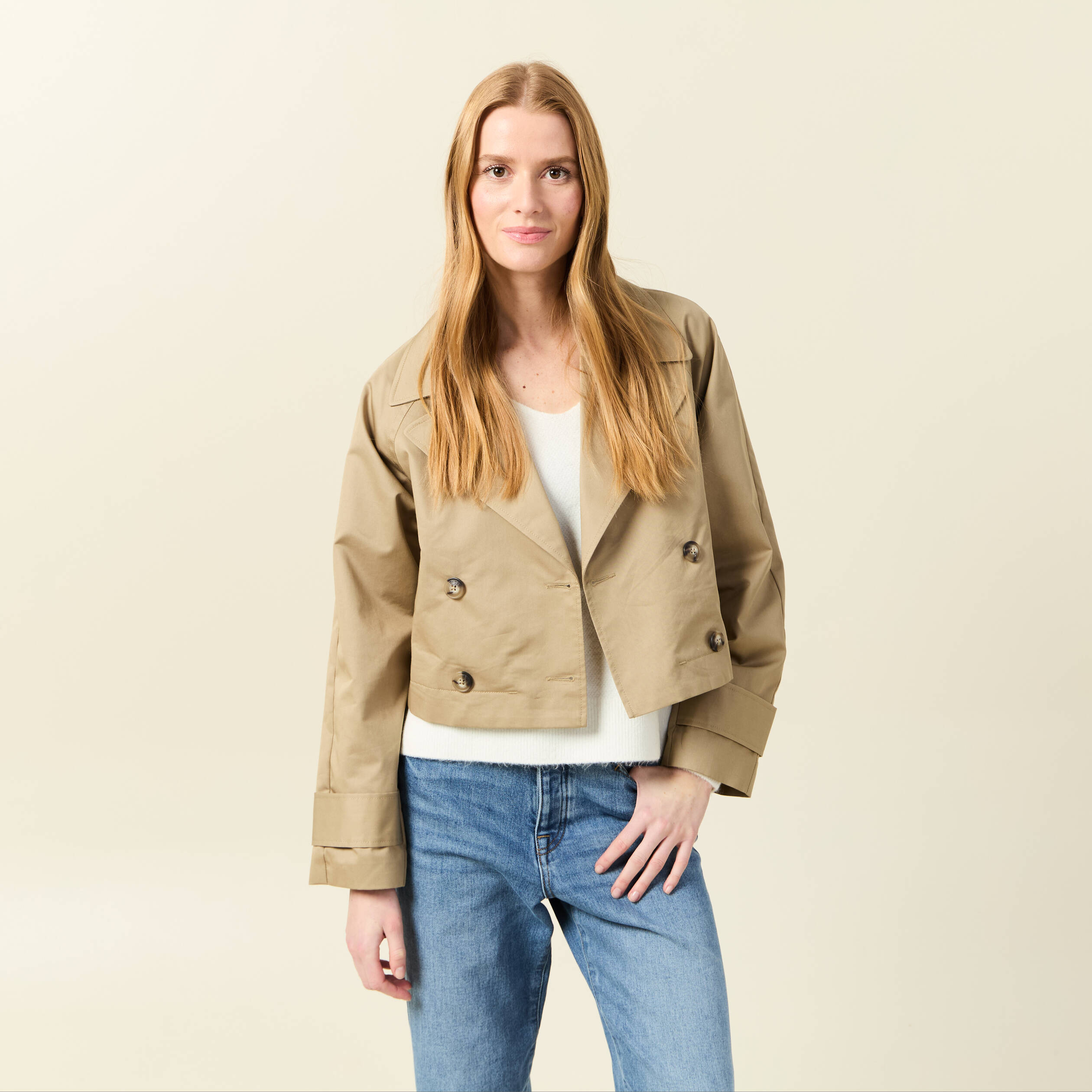 trench court fluide beige femme Trench court fluide beige femme