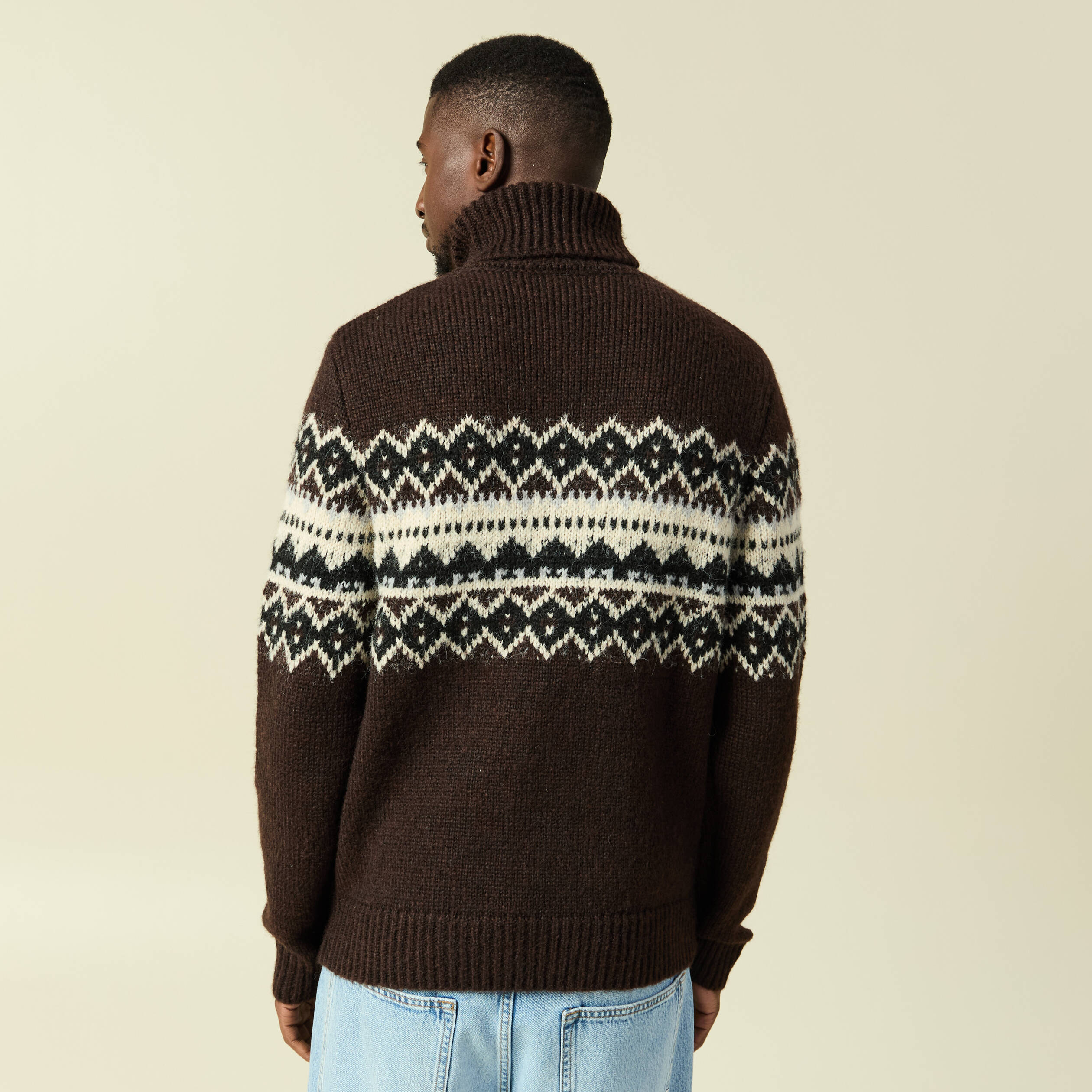 Pull moyenne maille col rond sable homme