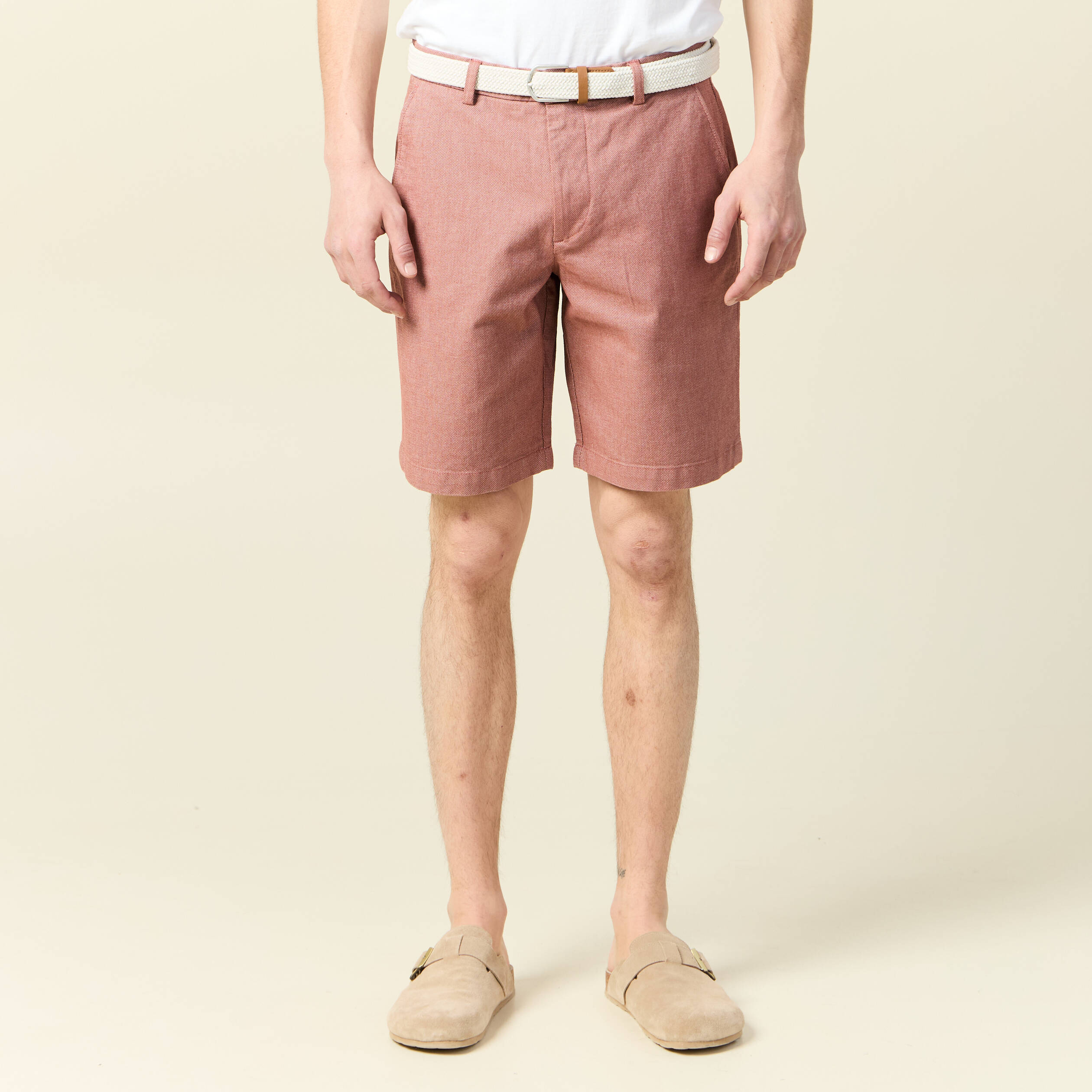 bermuda droit chino ceinture marron cognac homme Bermuda droit chino ceinture marron cognac homme