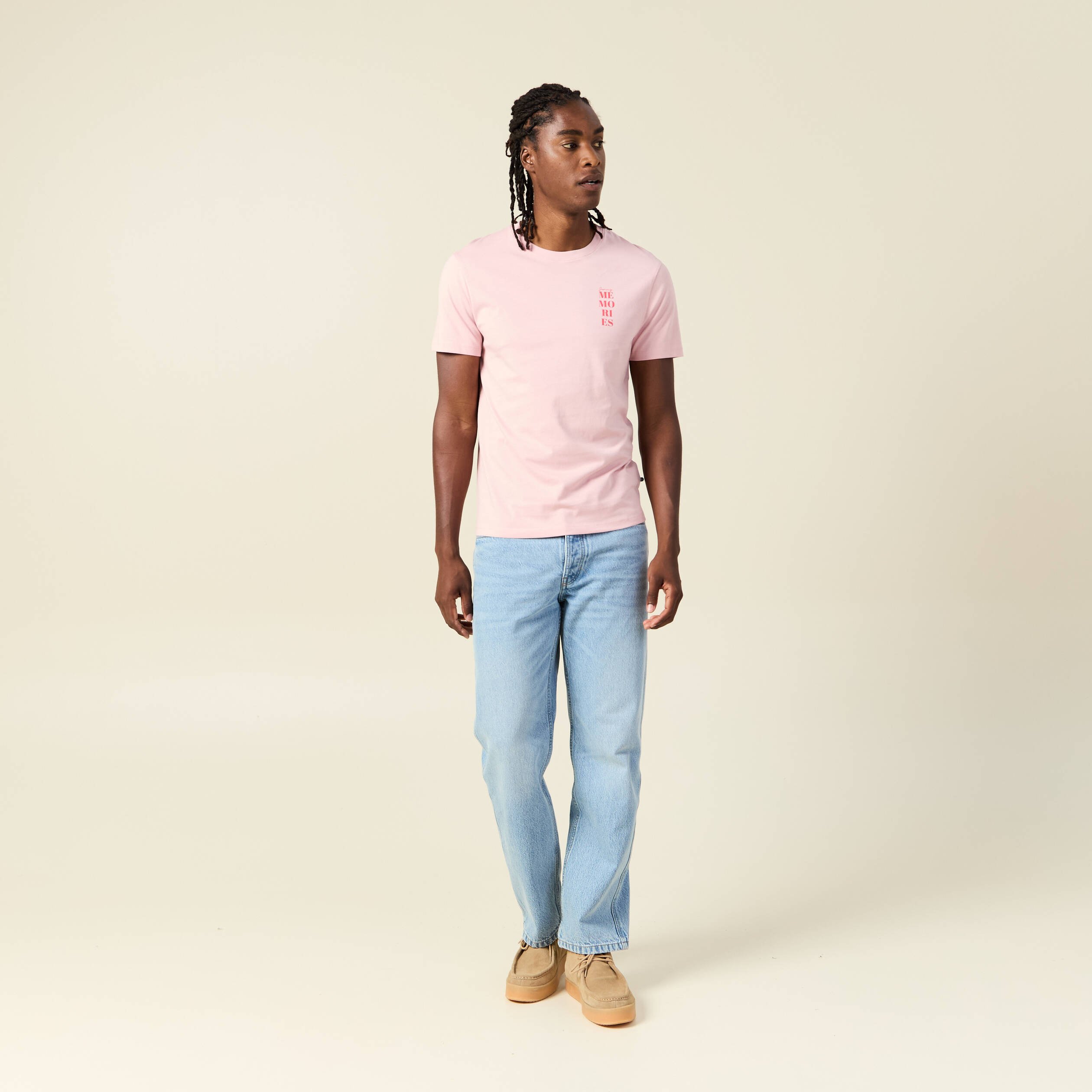 t shirt manches courtes rose pastel homme T-shirt manches courtes rose pastel homme