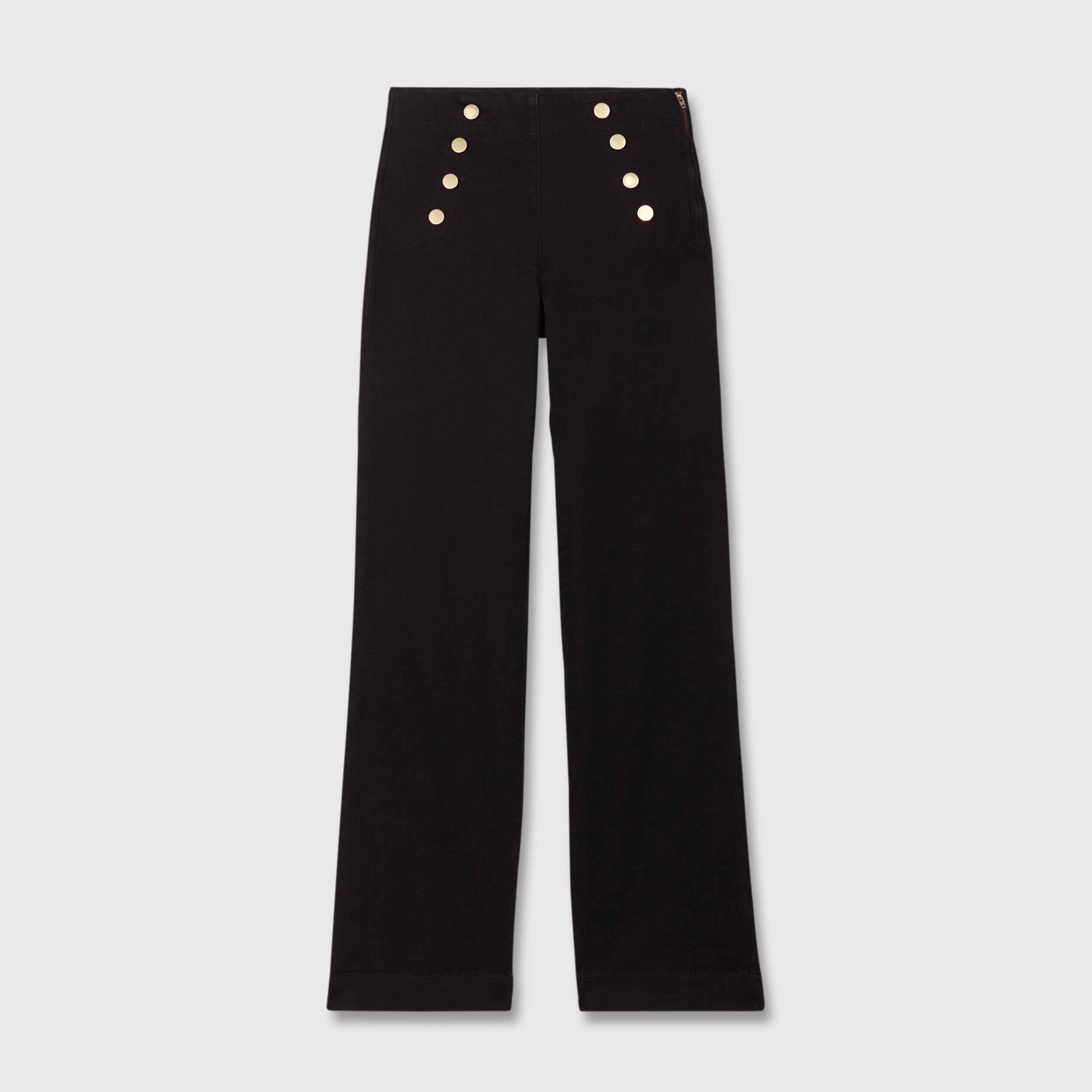 Jeans flare &agrave; pont denim noir femme