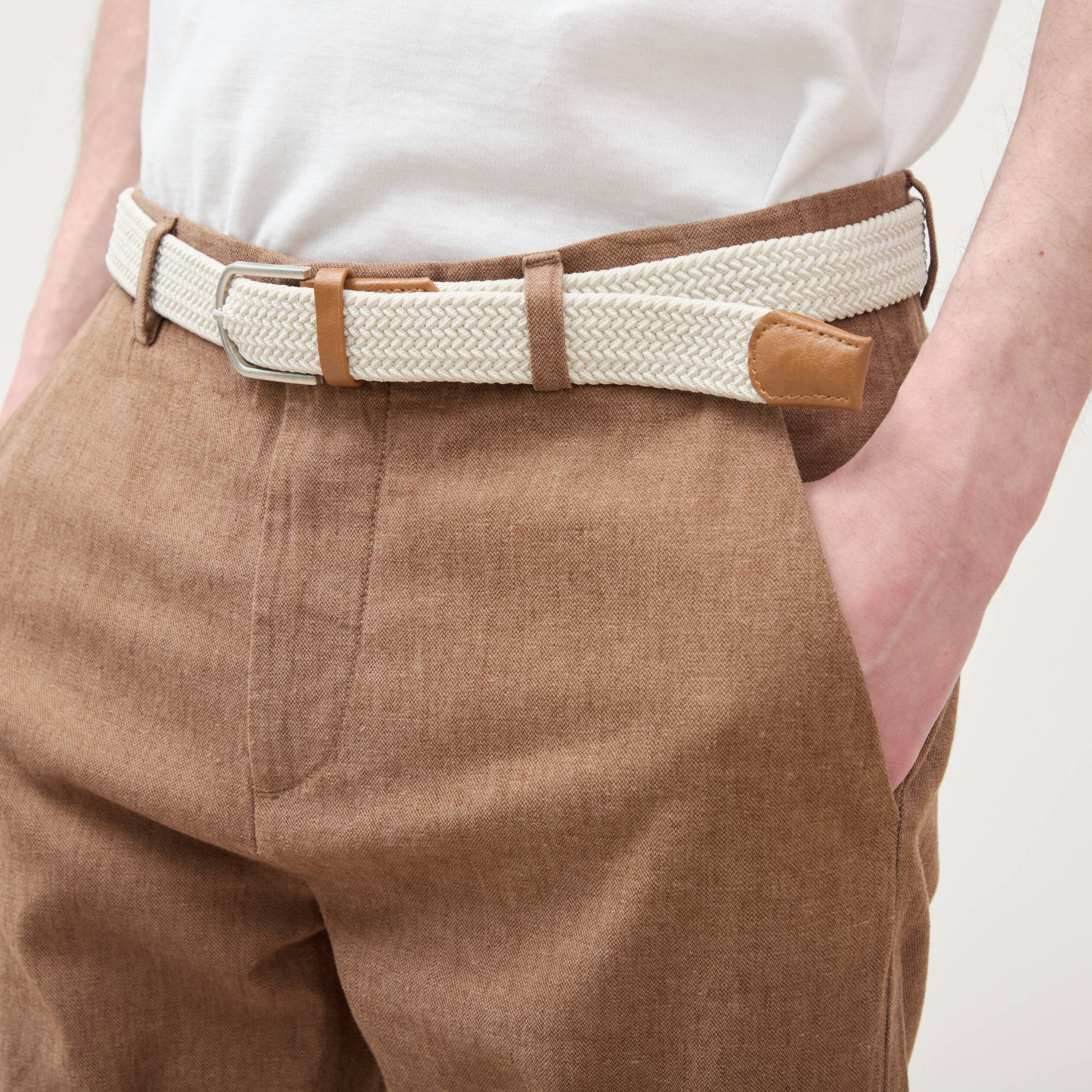 Chino coupe droite longueur 32 marron homme