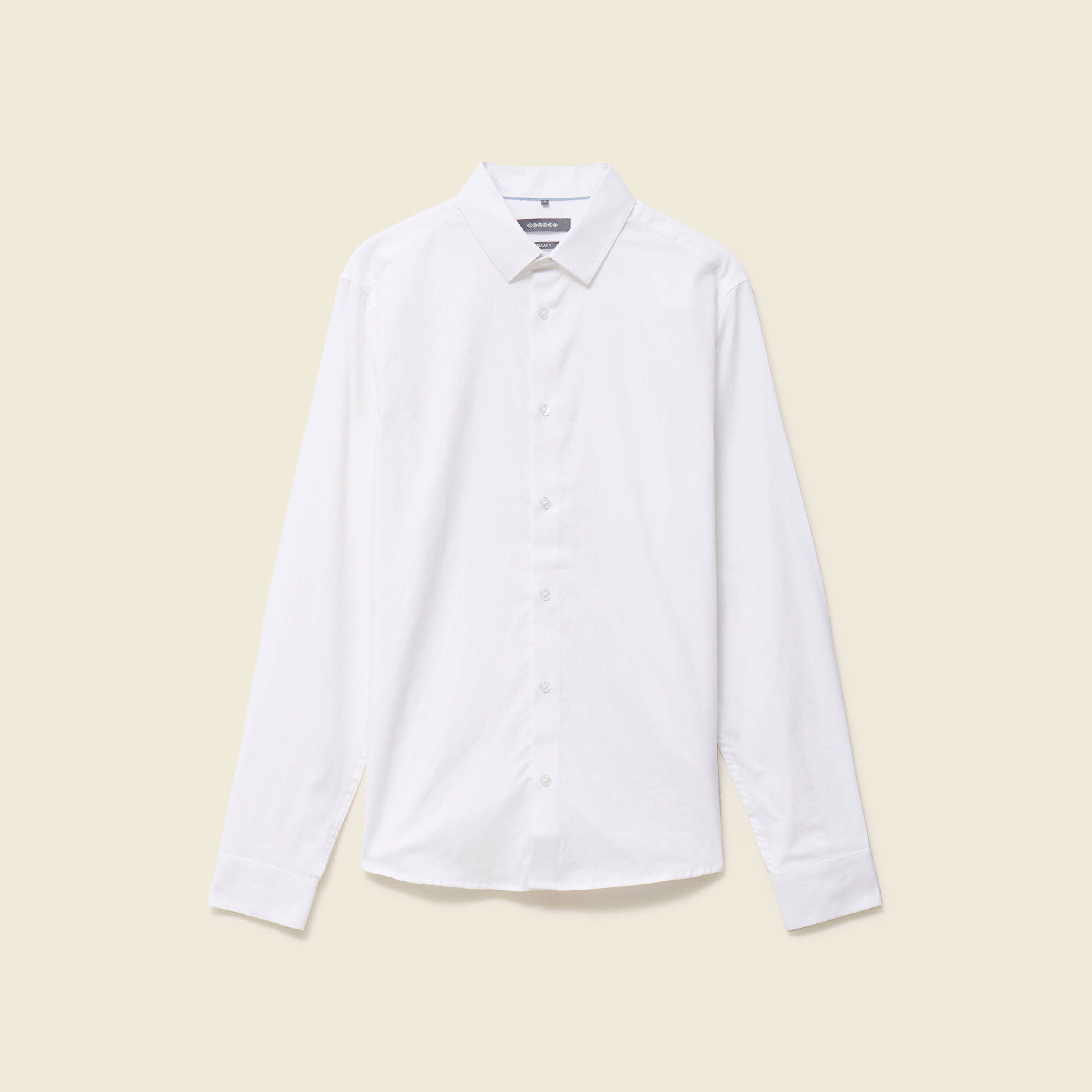 Chemise droite courte col am&eacute;ricain blanc homme