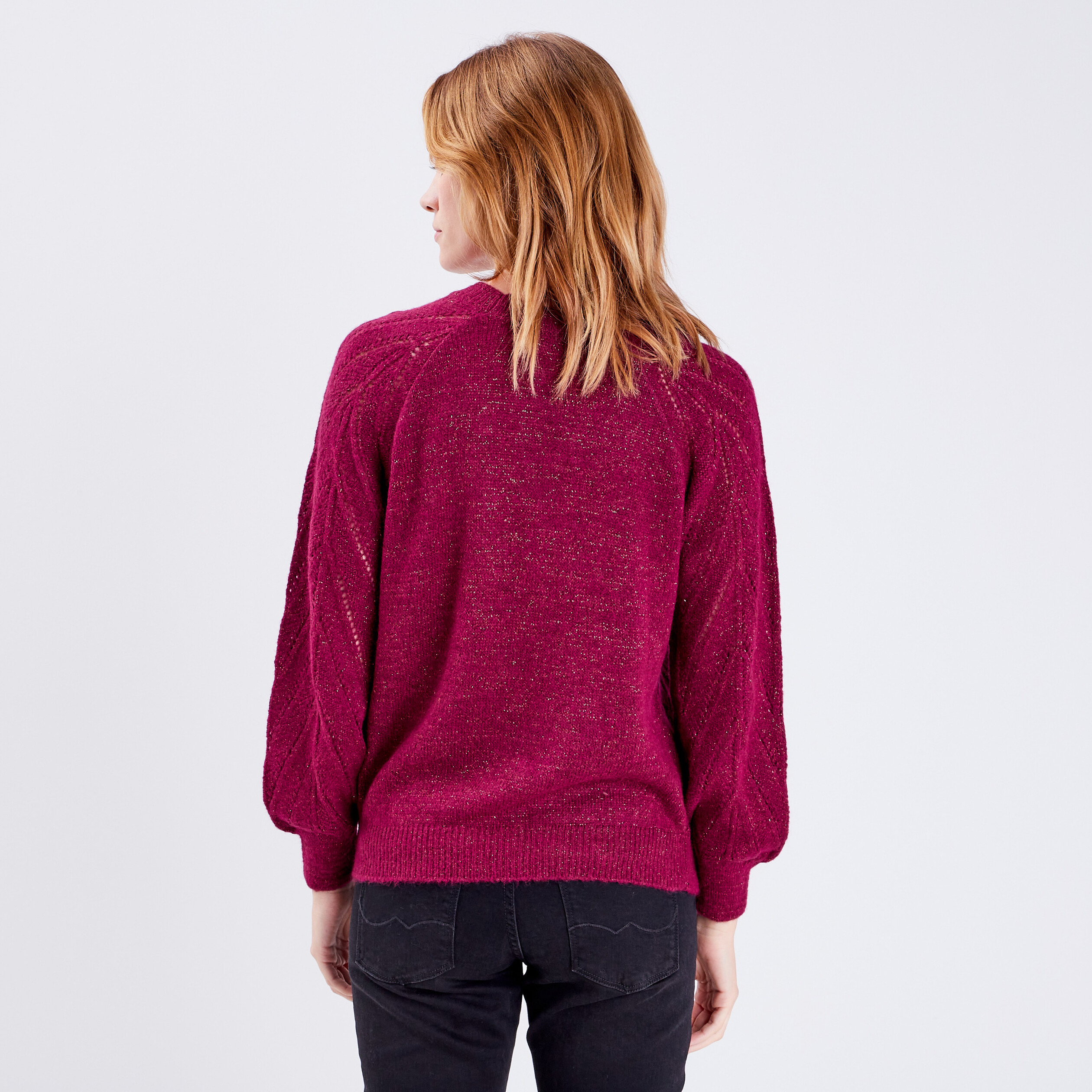 Pull rouge top foncé femme