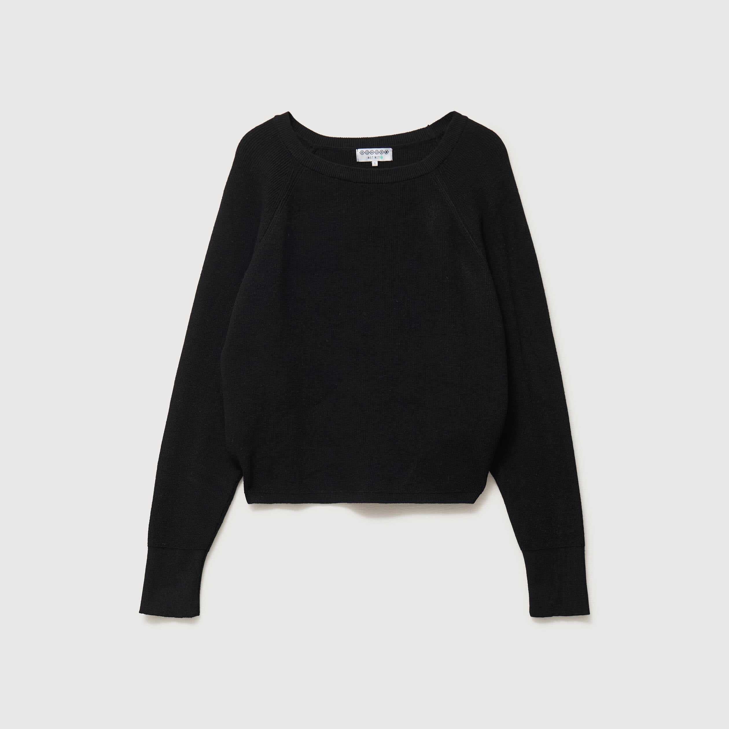 Pull droit col bateau manches longues noir femme