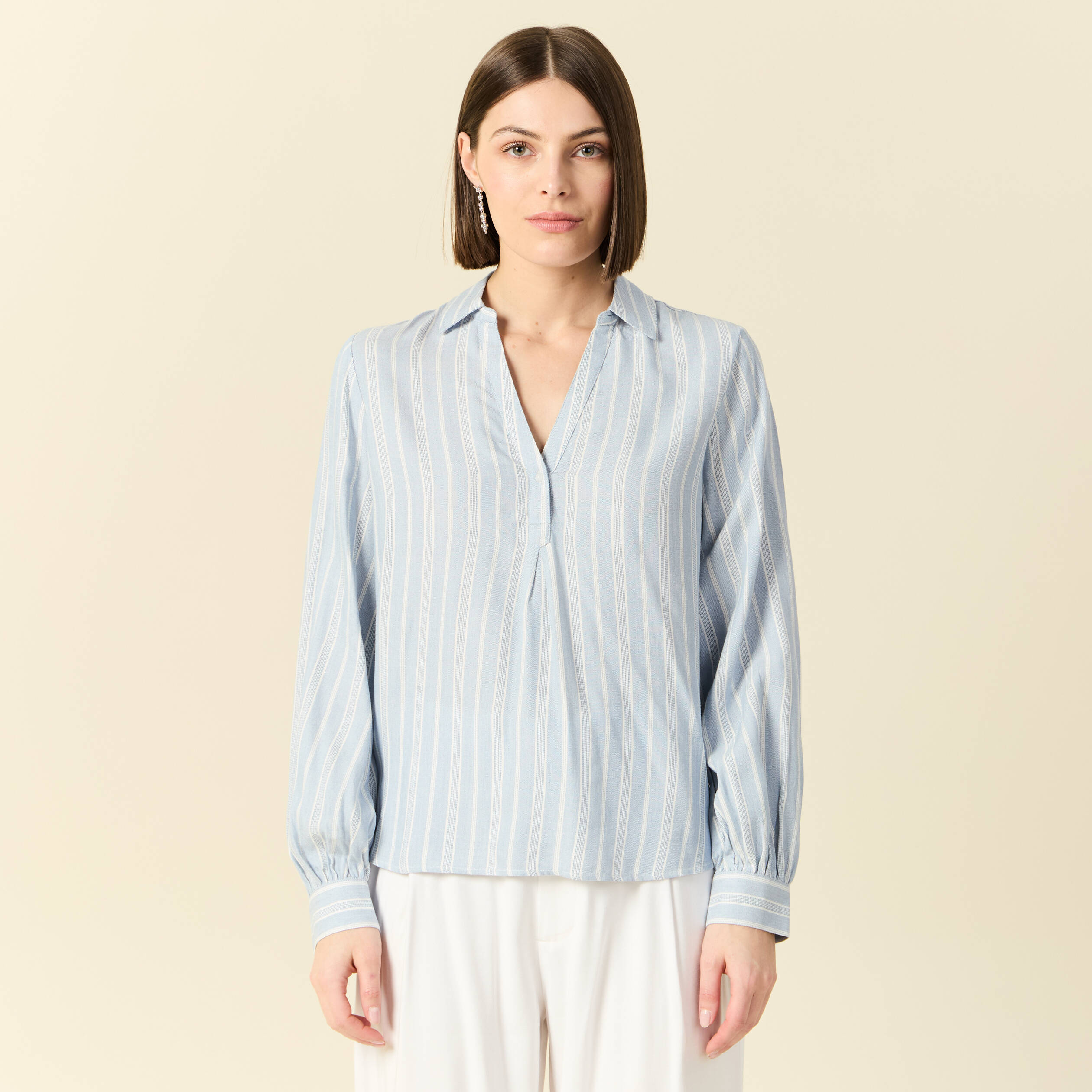 Blouse manches longues bleu femme