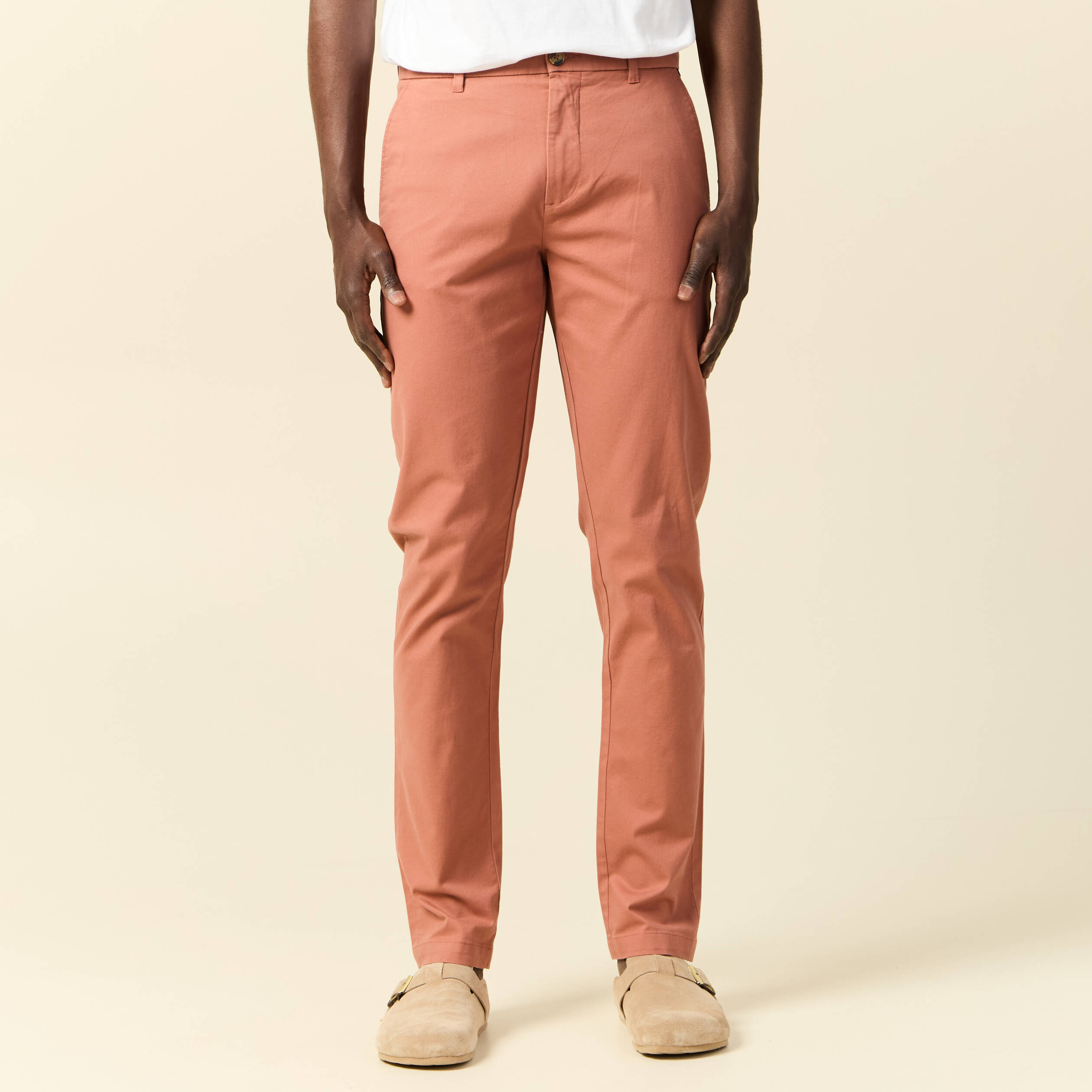 Pantalon chino longueur 32 vieux rose homme