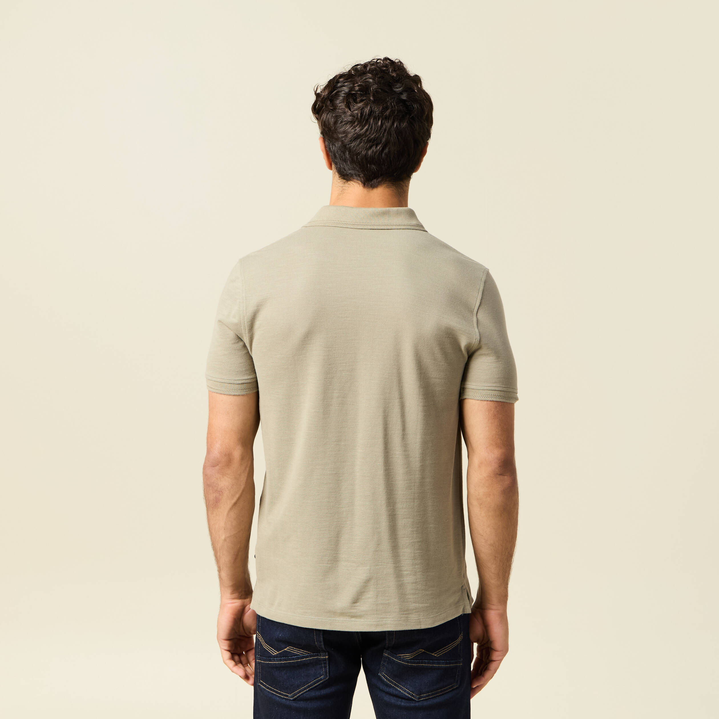 polo cintre manches courtes en coton vert kaki homme Polo cintré manches courtes en coton vert kaki homme