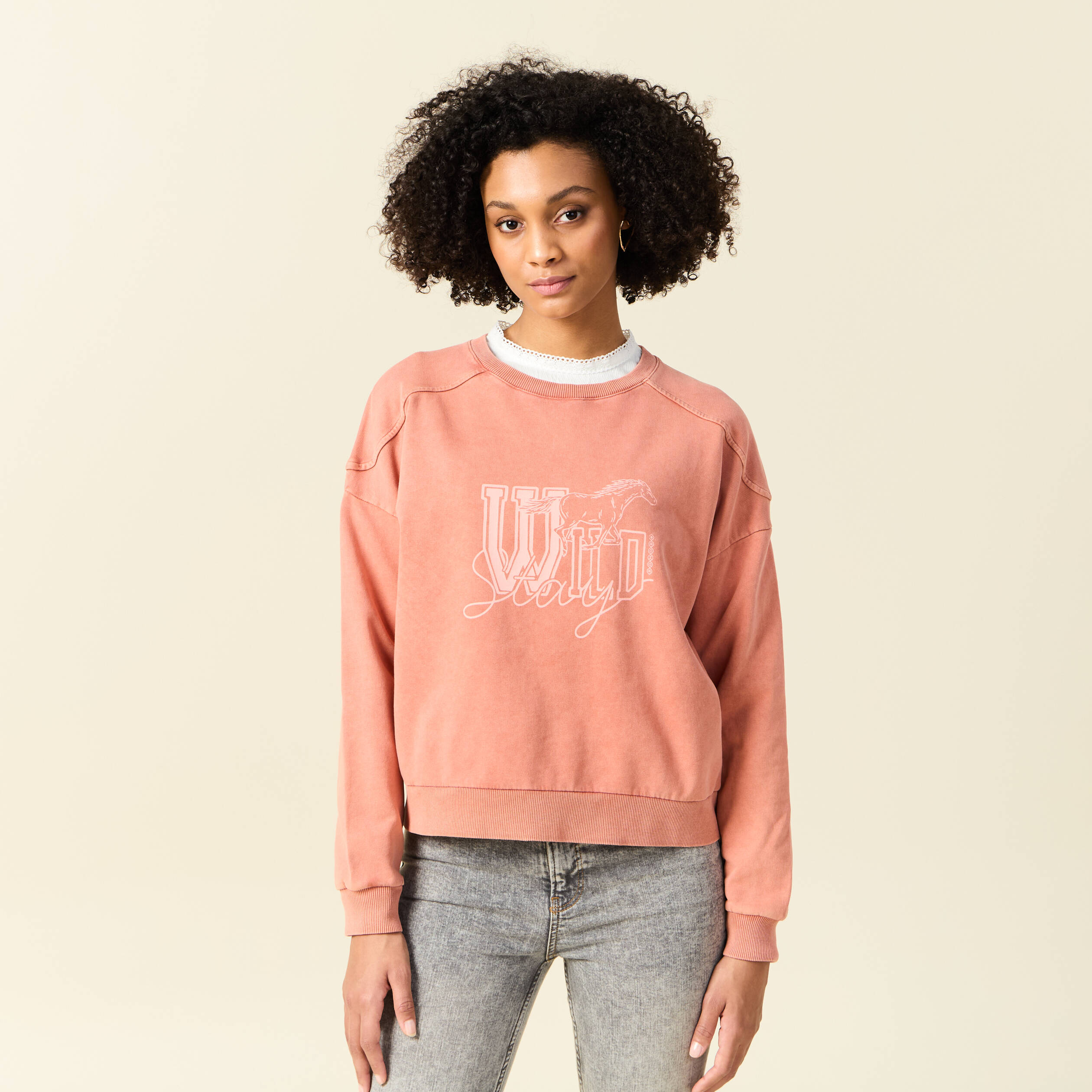 sweat manches longues rose femme Sweat manches longues rose femme