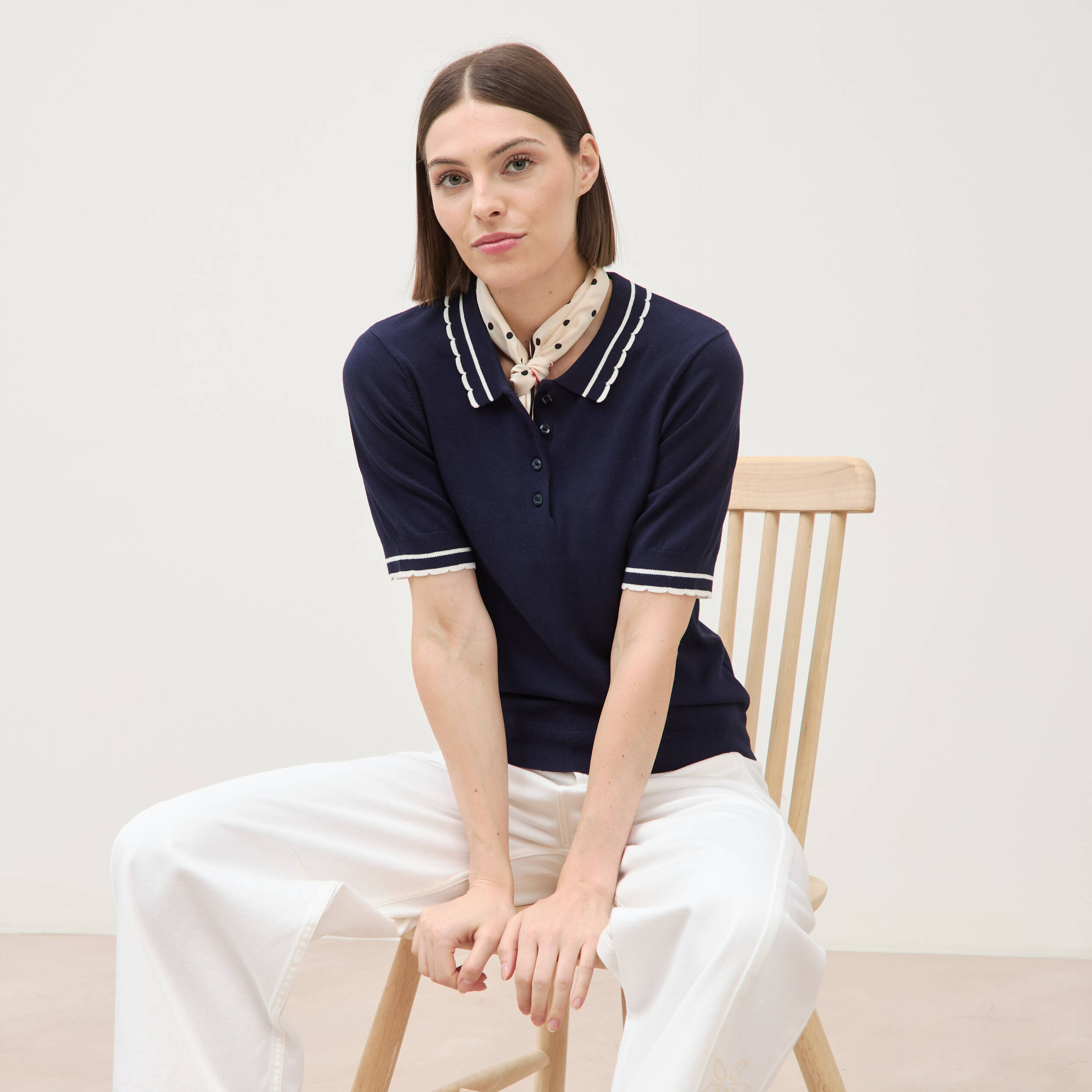Polo manches courtes bleu marine femme