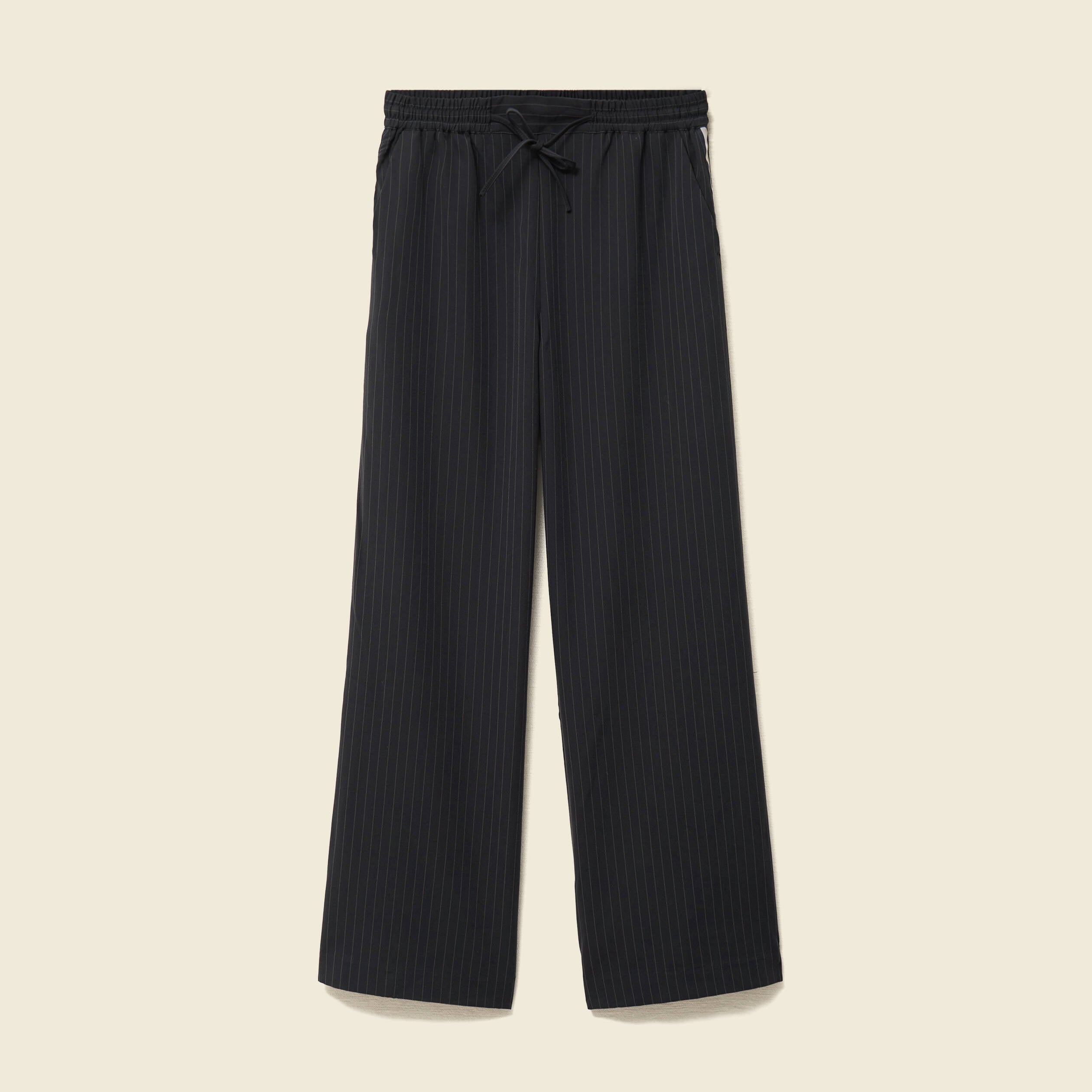 Pantalon taille haute bleu marine femme