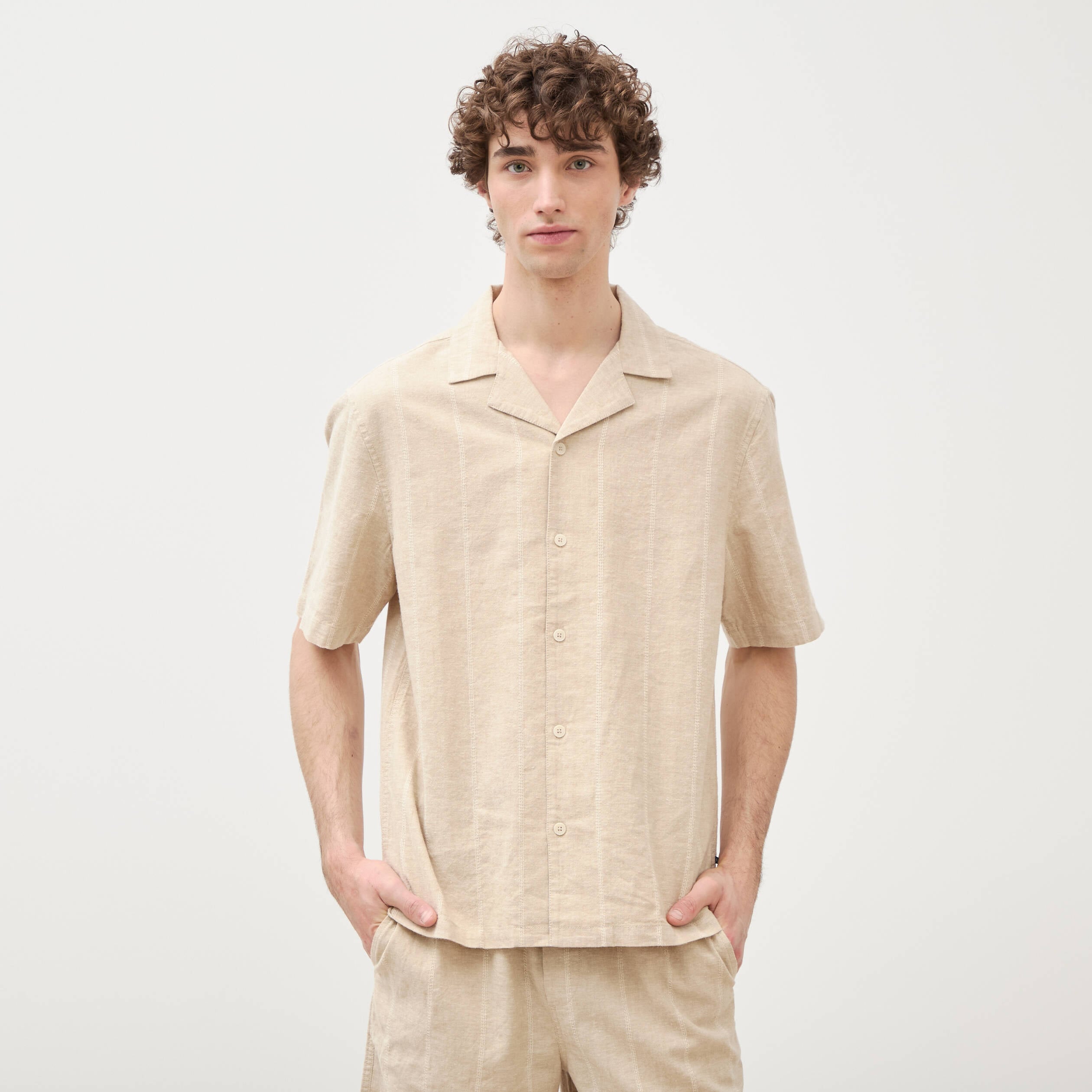 Chemise boyfriend manches courtes vert clair homme