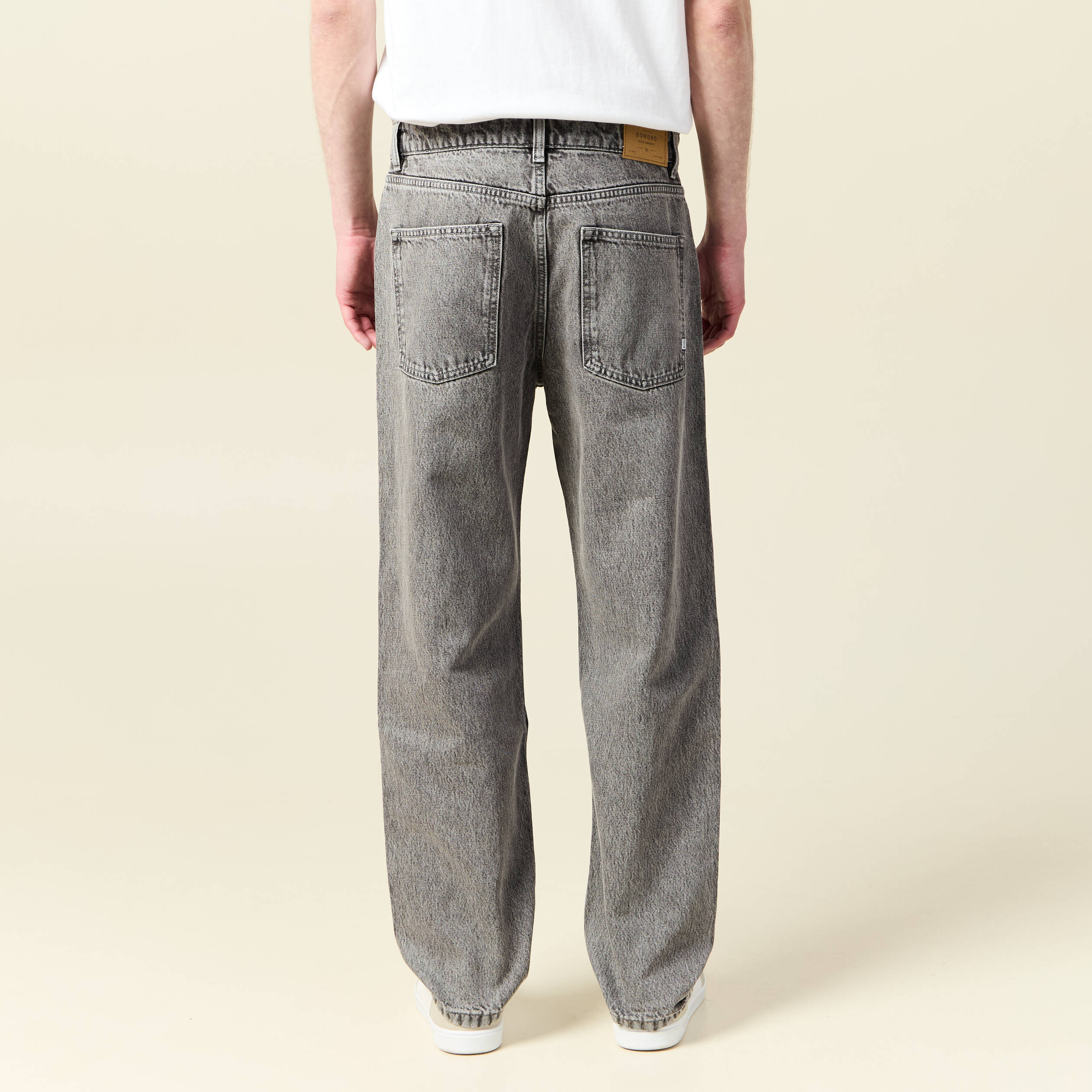 Jeans large relaxed denim gris homme