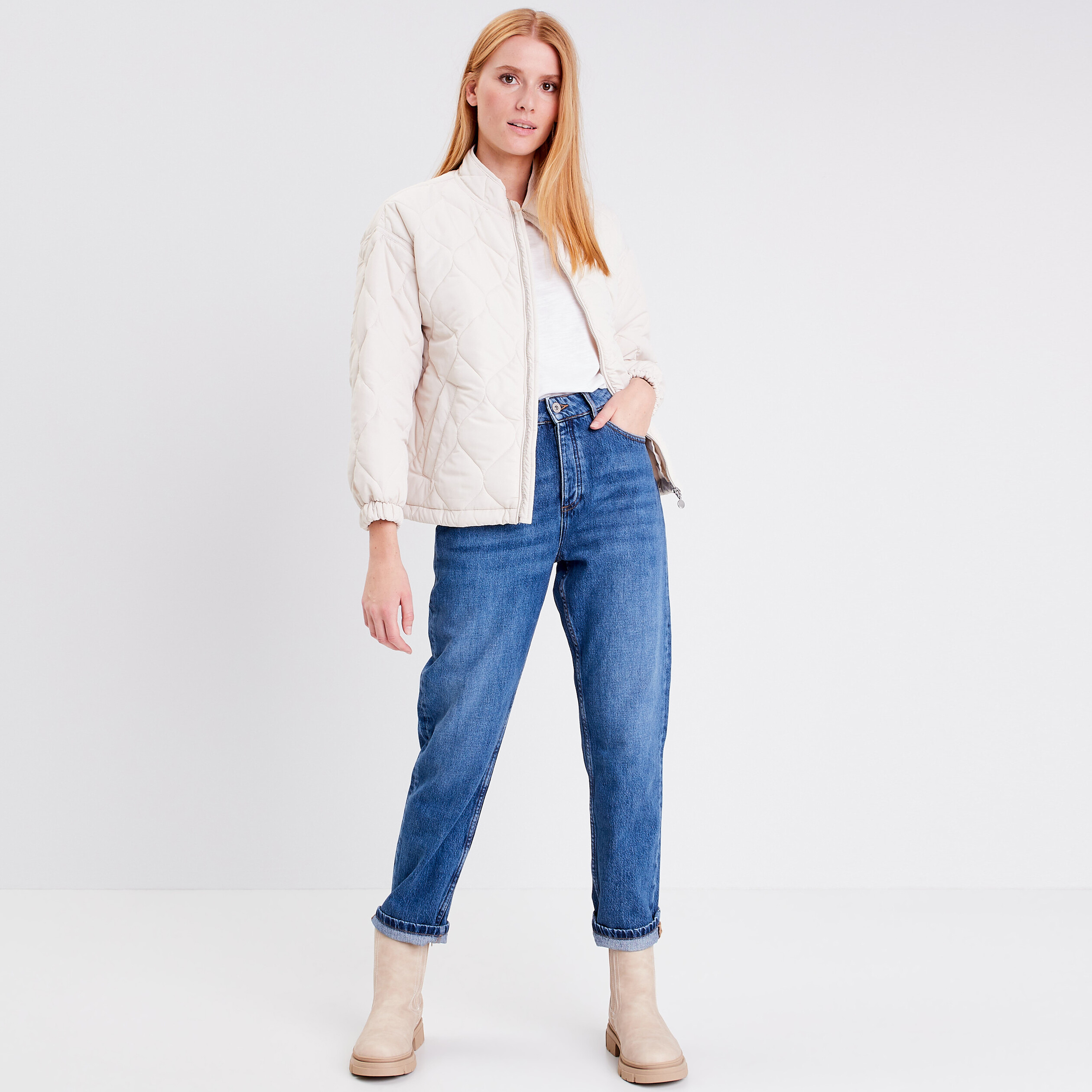 Jeans straight denim stone femme