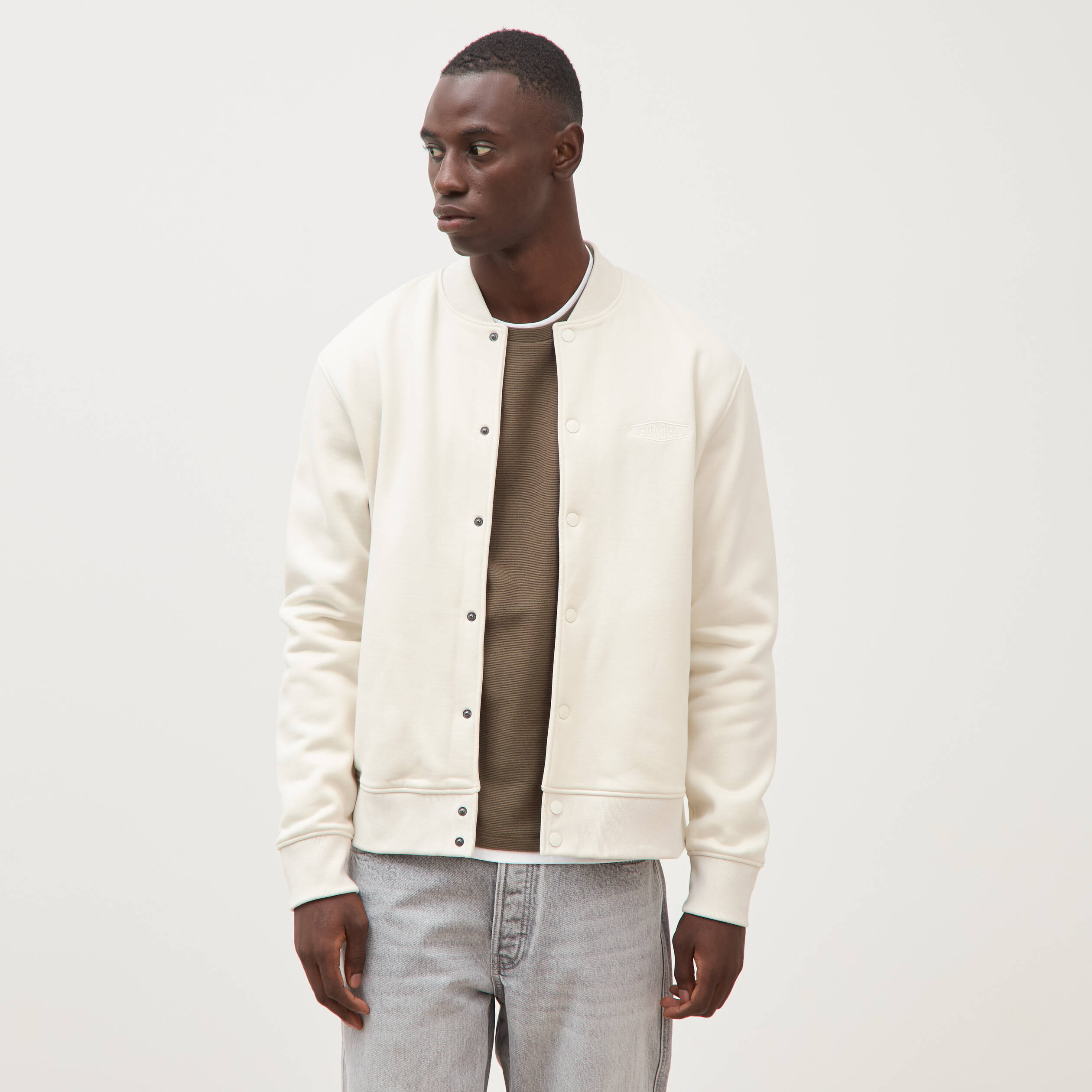Sweat manches longues brod&eacute; gris clair homme