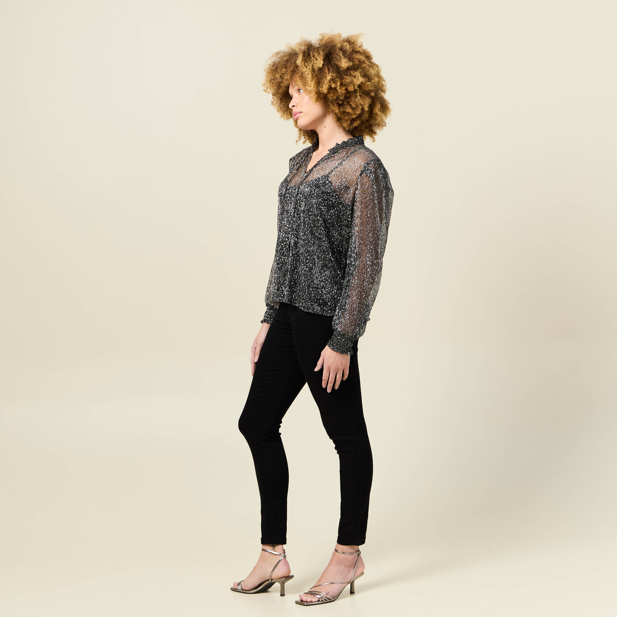 t shirt manches longues brillant noir femme T-shirt manches longues brillant noir femme