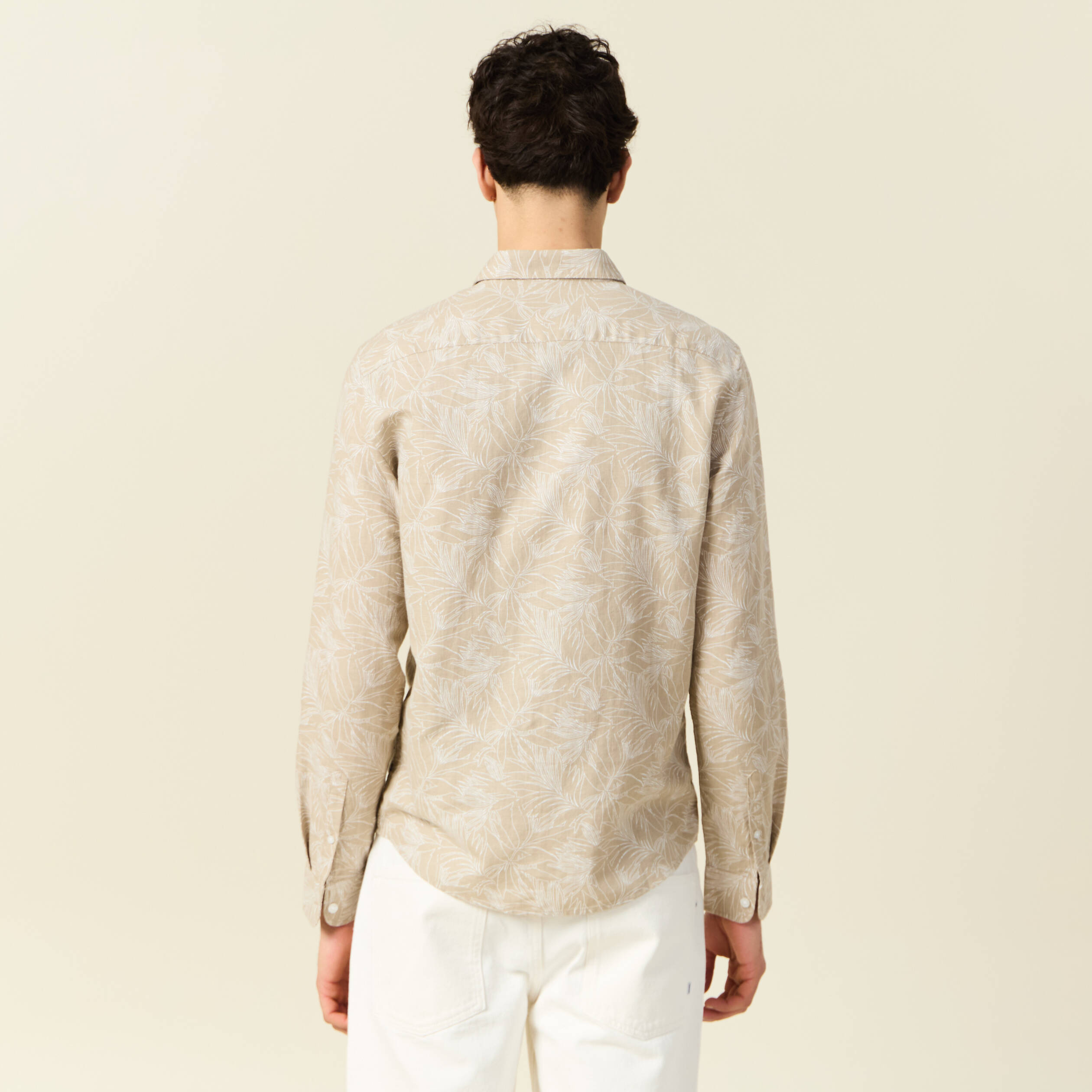 chemise manches longues beige homme Chemise manches longues beige homme