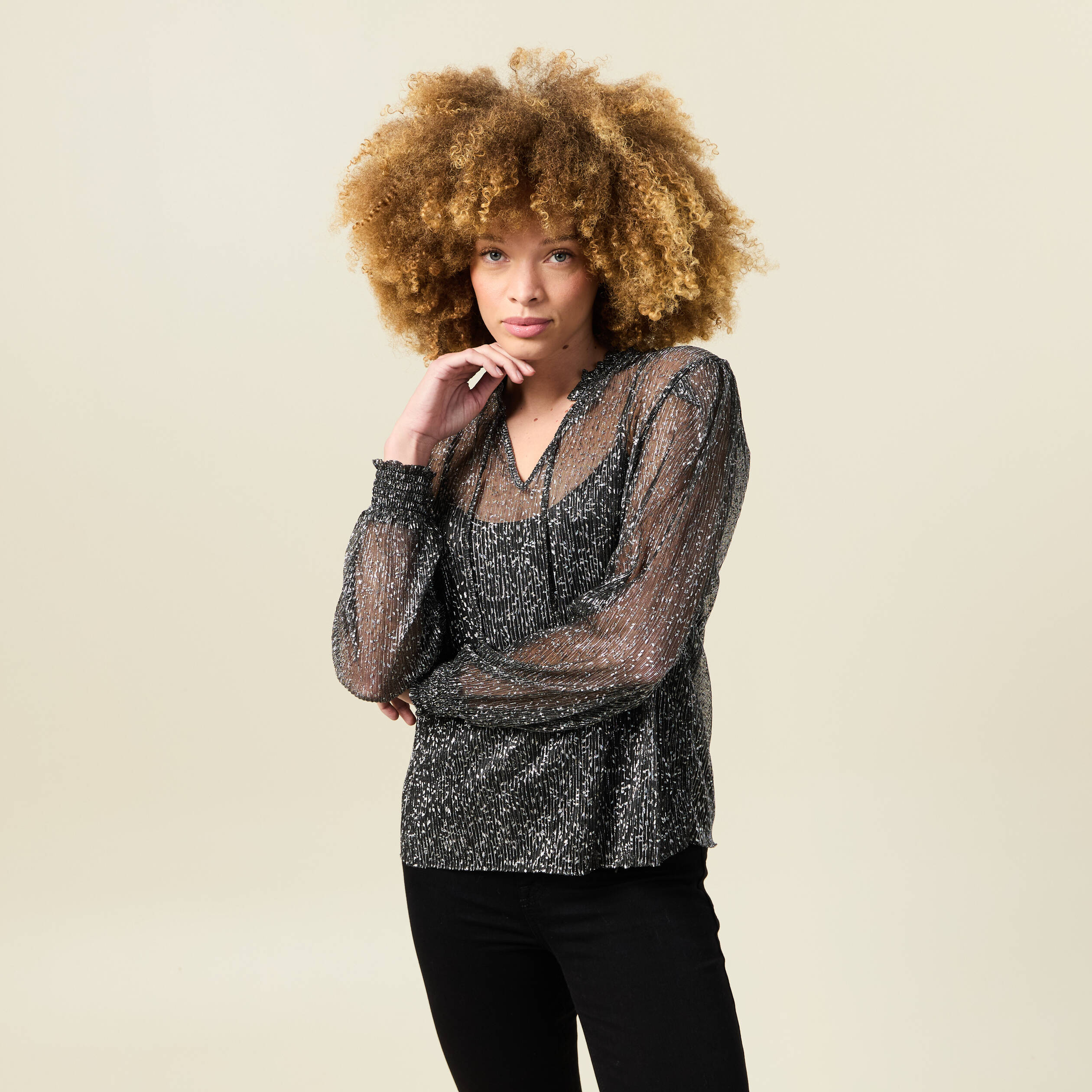 t shirt manches longues brillant noir femme T-shirt manches longues brillant noir femme