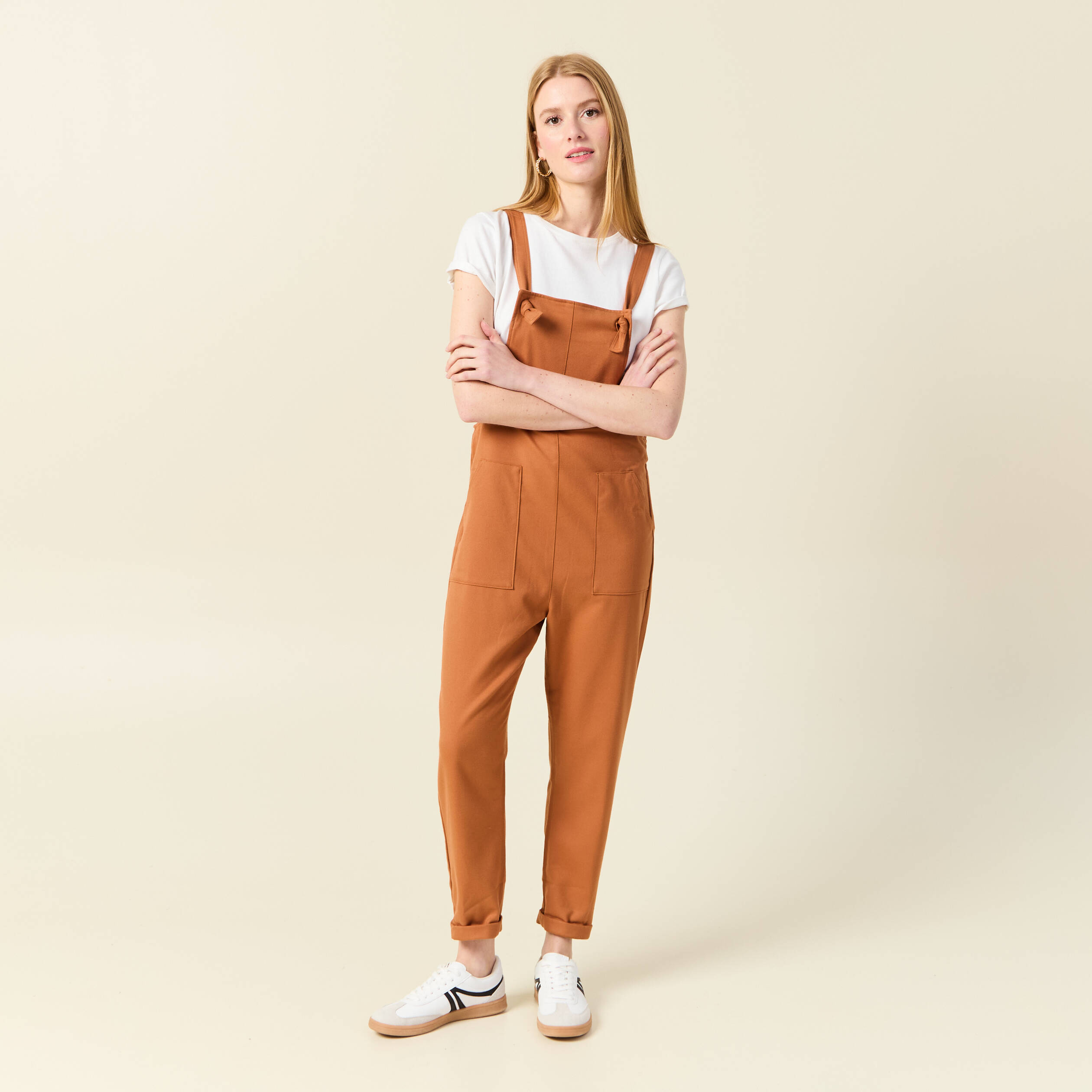 Salopette droite 7/8ème orange foncé femme
