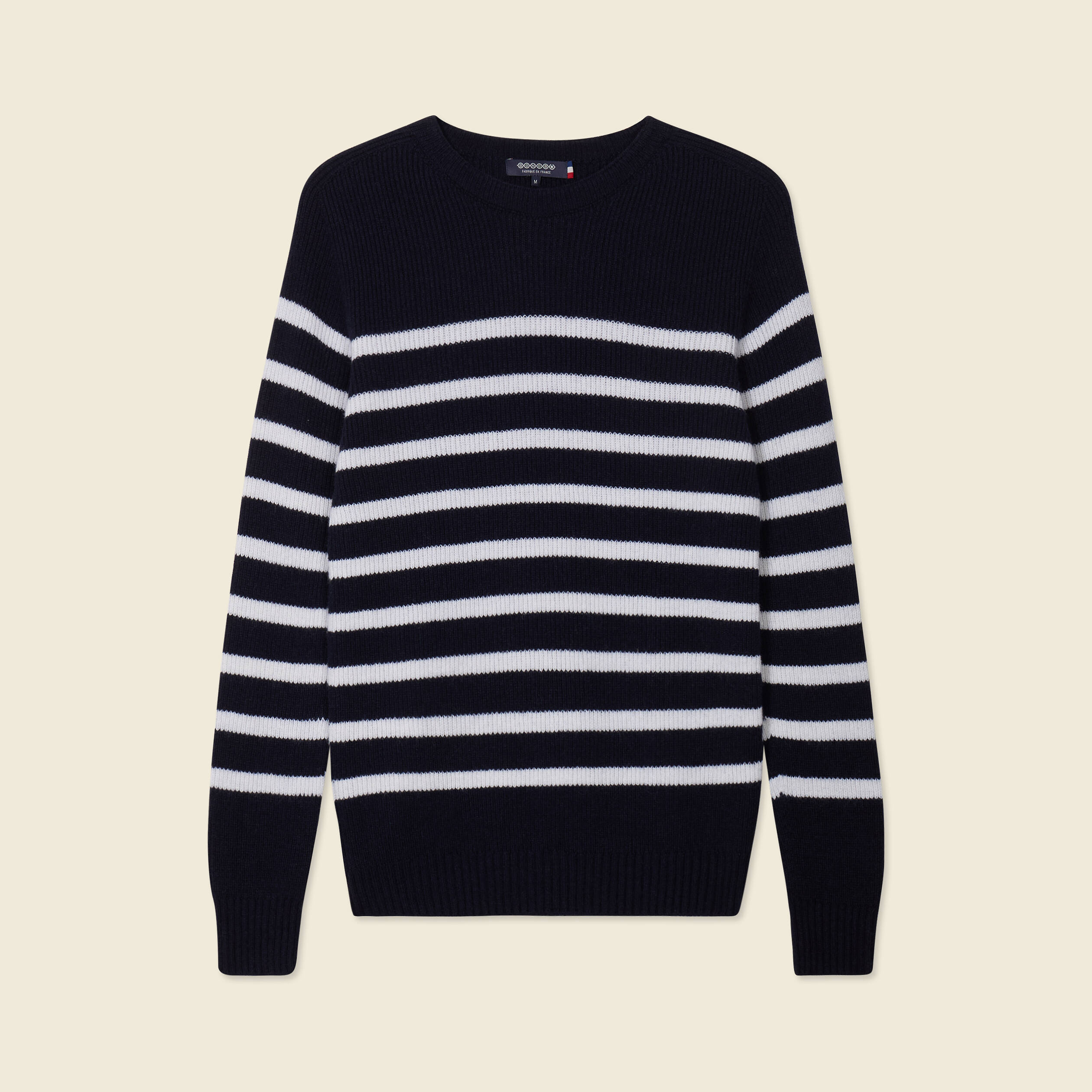 Pull manches longues fabriqu&eacute; en France bleu marine homme