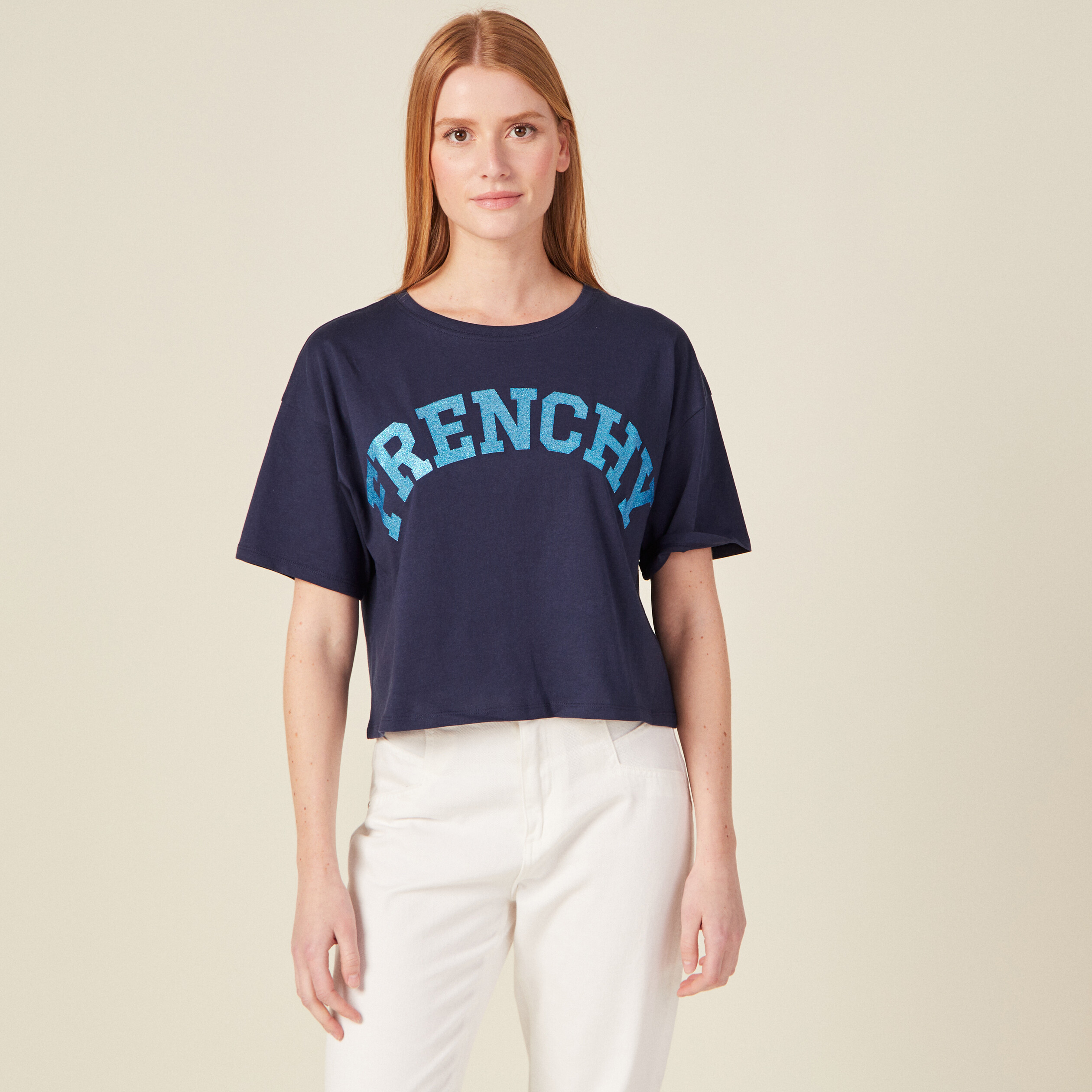 t shirt manches courtes bleu marine femme T-shirt manches courtes bleu marine femme
