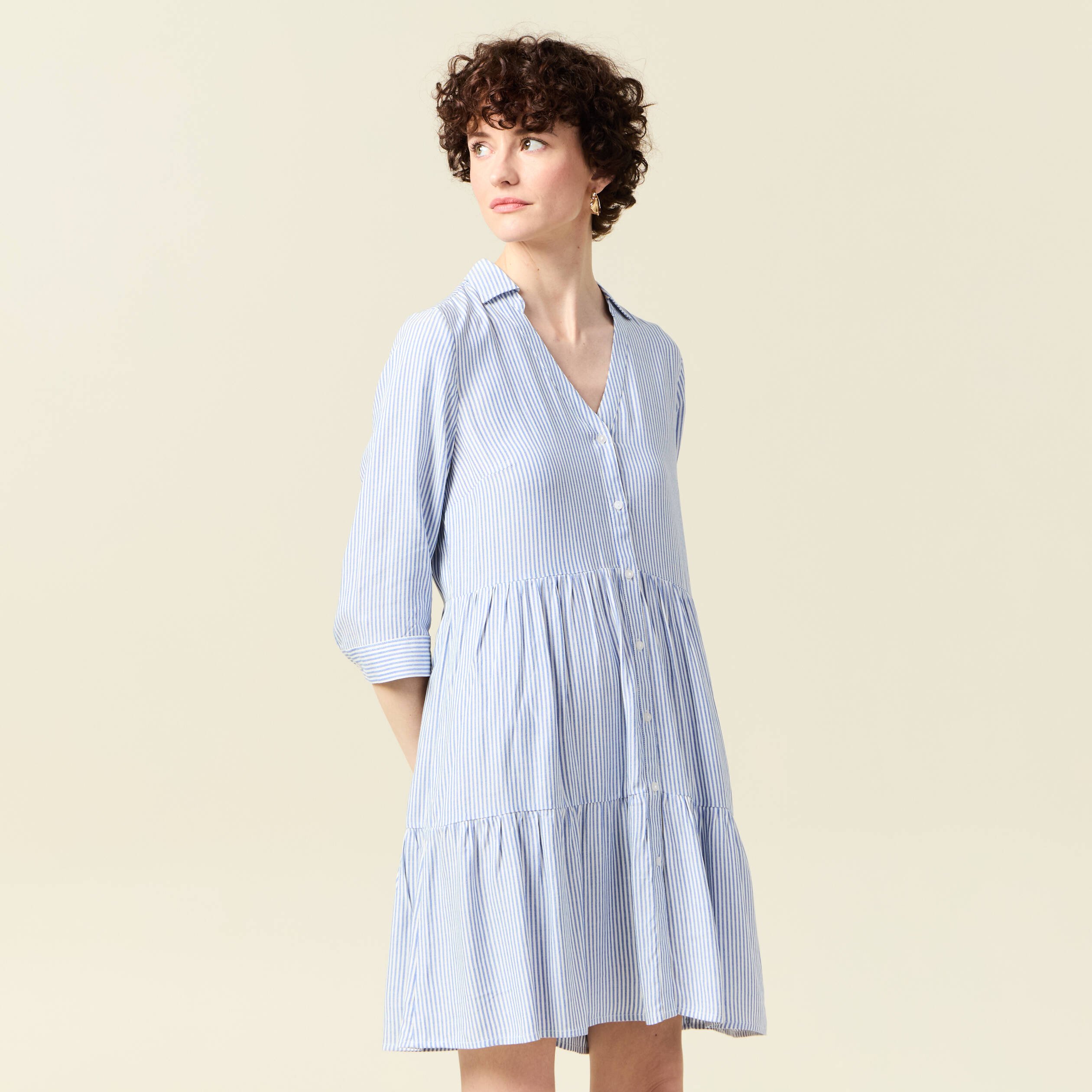 robe patineuse boutonnee ecru femme Robe patineuse boutonnée ecru femme