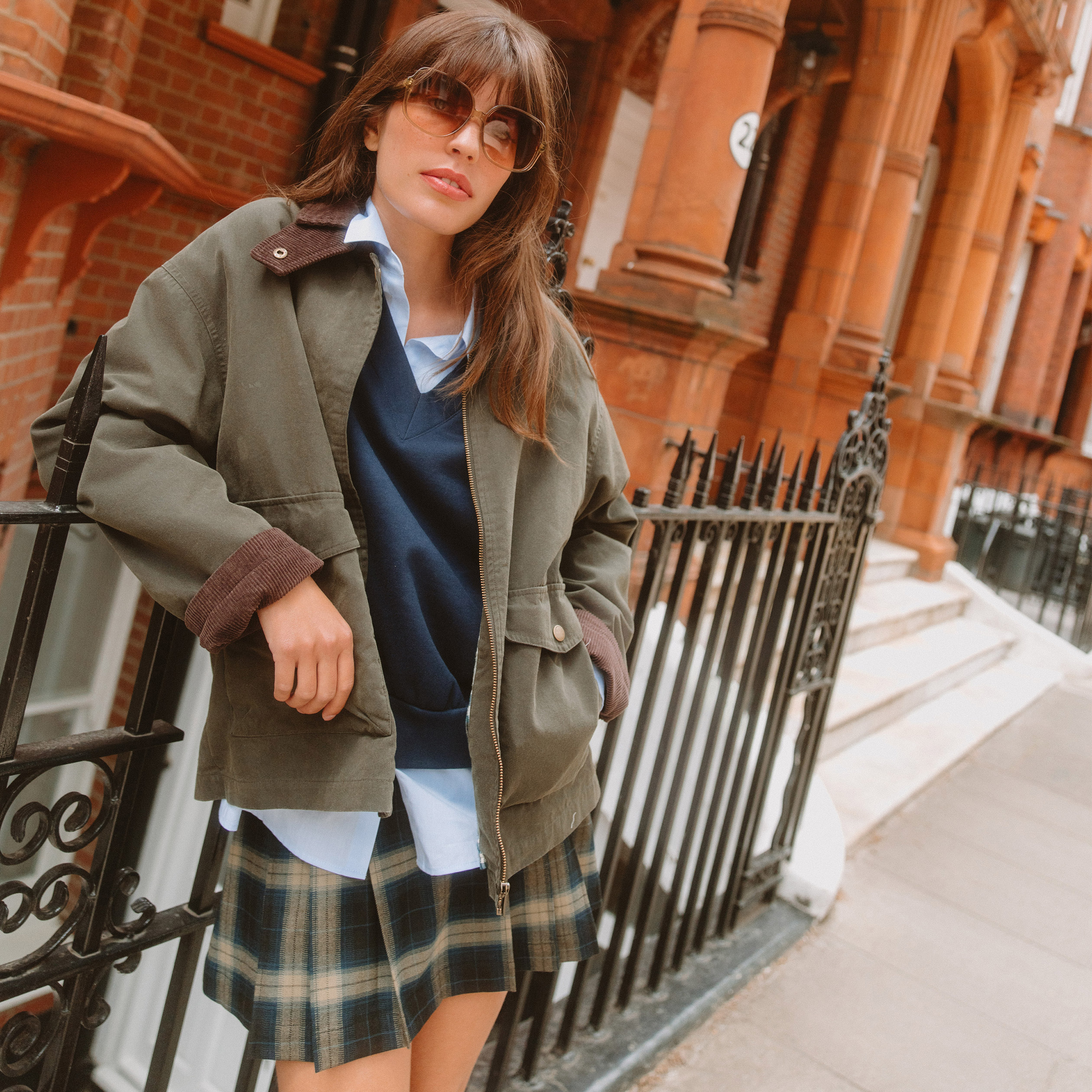 Parka oversize courte col classique vert kaki femme Bonobo