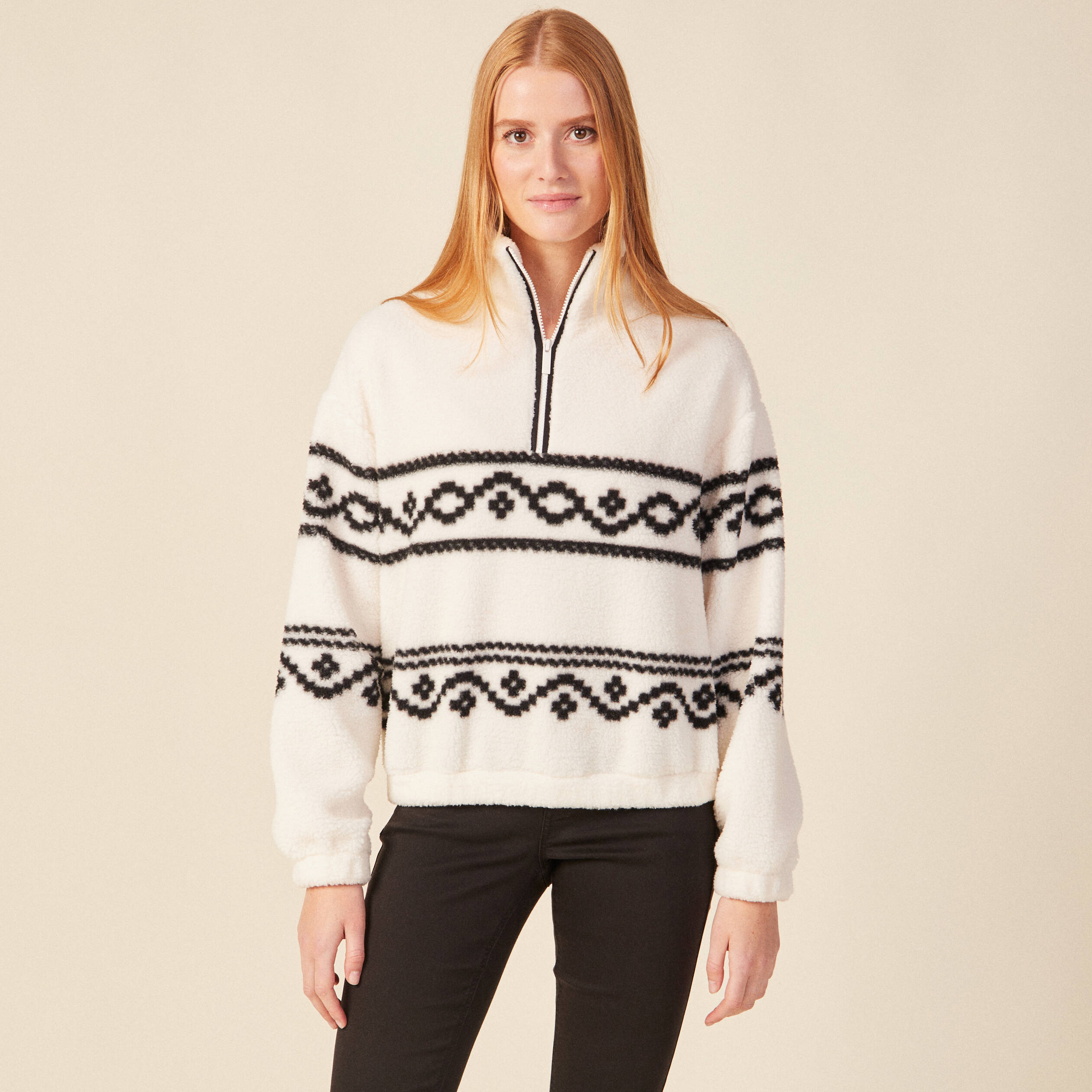 Sweat col camionneur ecru femme