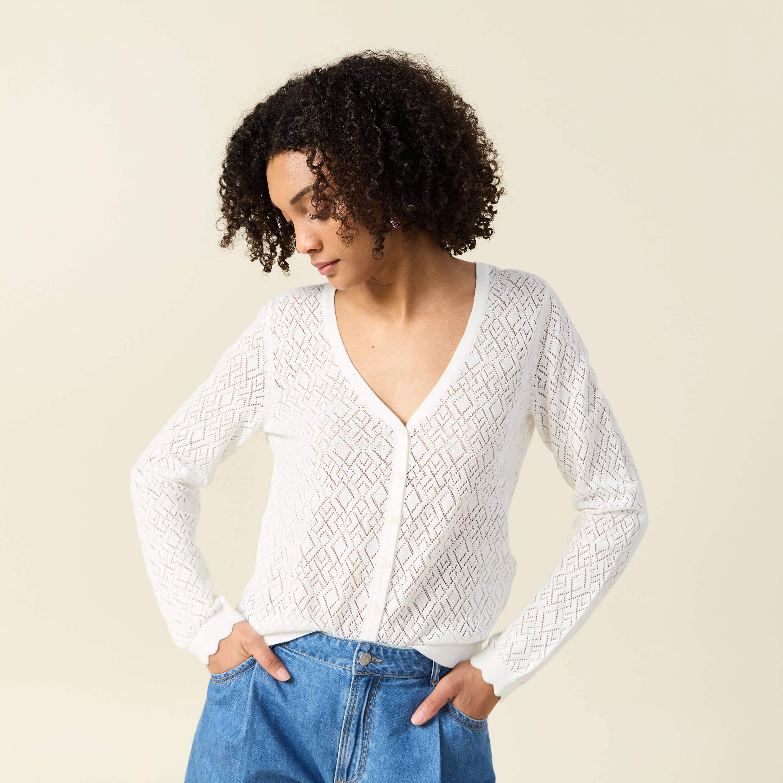 gilet manches longues blanc femme Gilet manches longues blanc femme