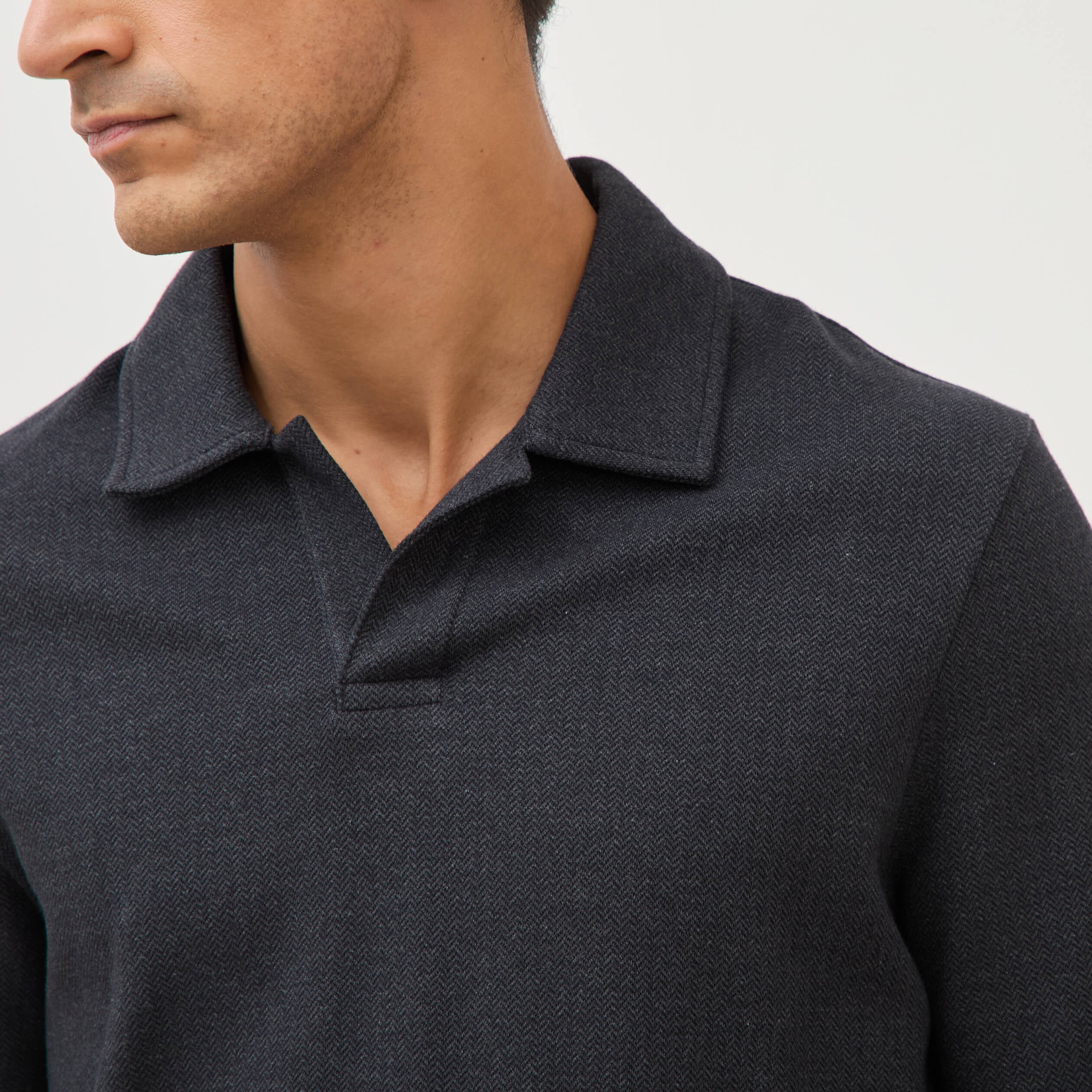 Polo manches longues noir homme