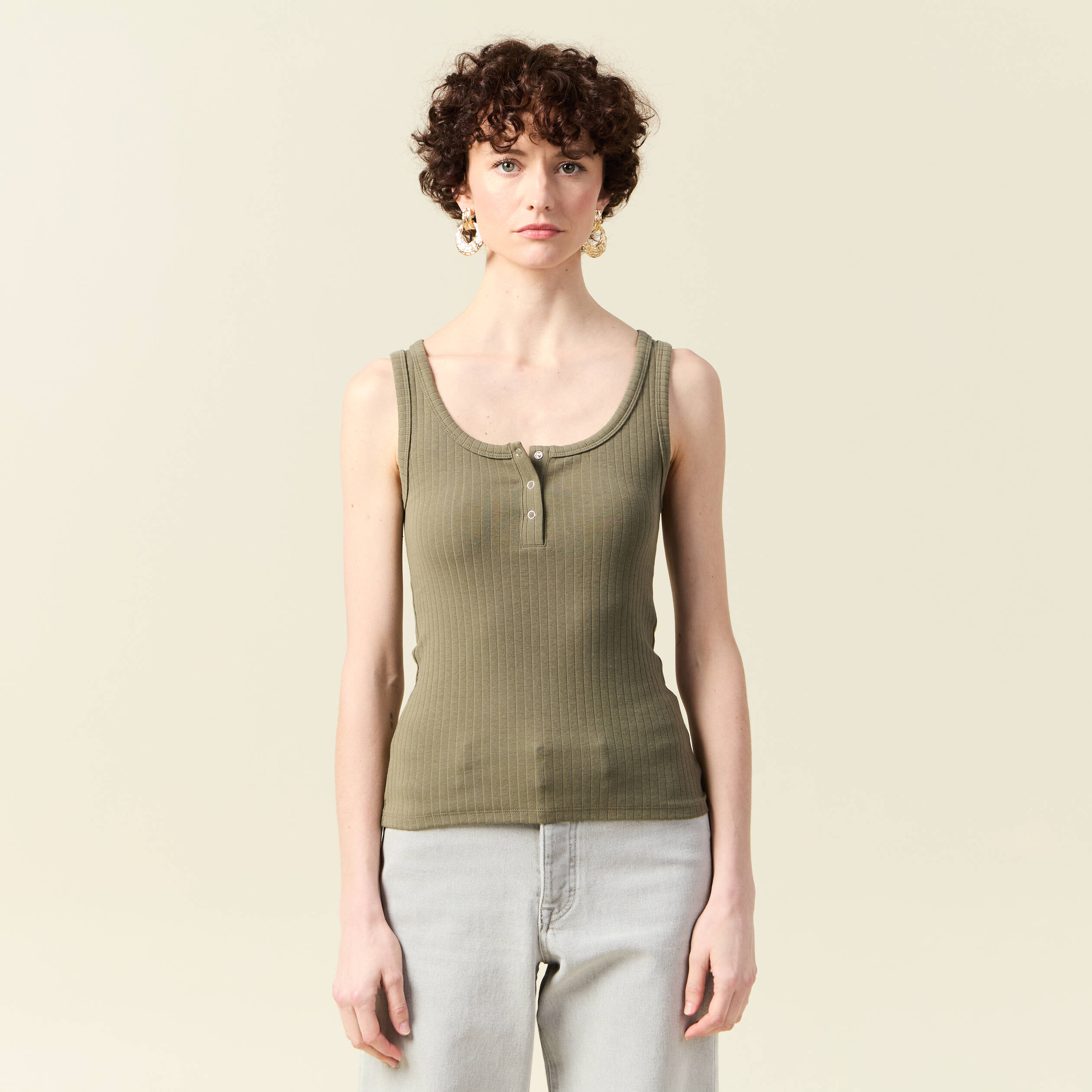 debardeur sans manches vert kaki femme Débardeur sans manches vert kaki femme